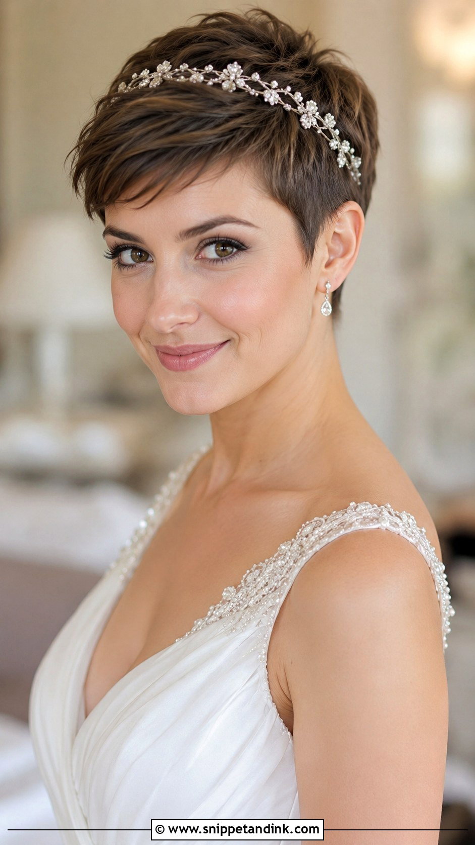 Pixie Cut Wedding Style With Headpiece - Snippet and Ink - 30 Hair for Wedding Ideas