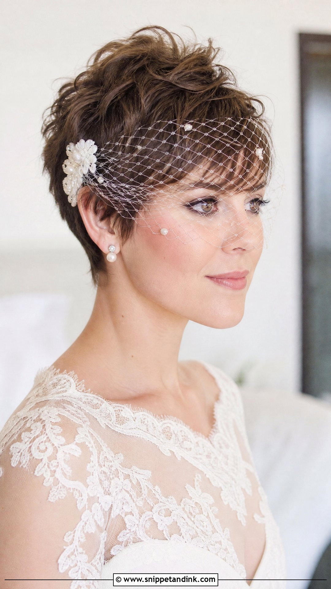 Pixie Cut With Birdcage Veil - Snippet and Ink - 20 Short Veil Hairstyles