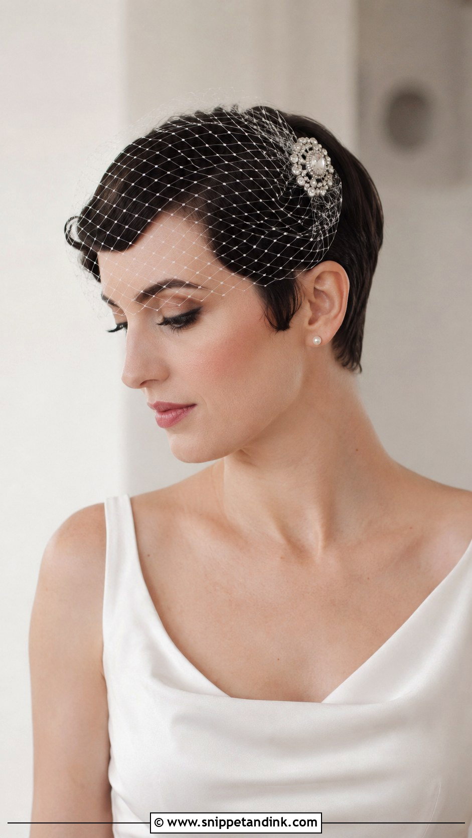 Pixie Cut With Birdcage Veil - Snippet and Ink - 25 Pixie Cut Wedding Hair Ideas