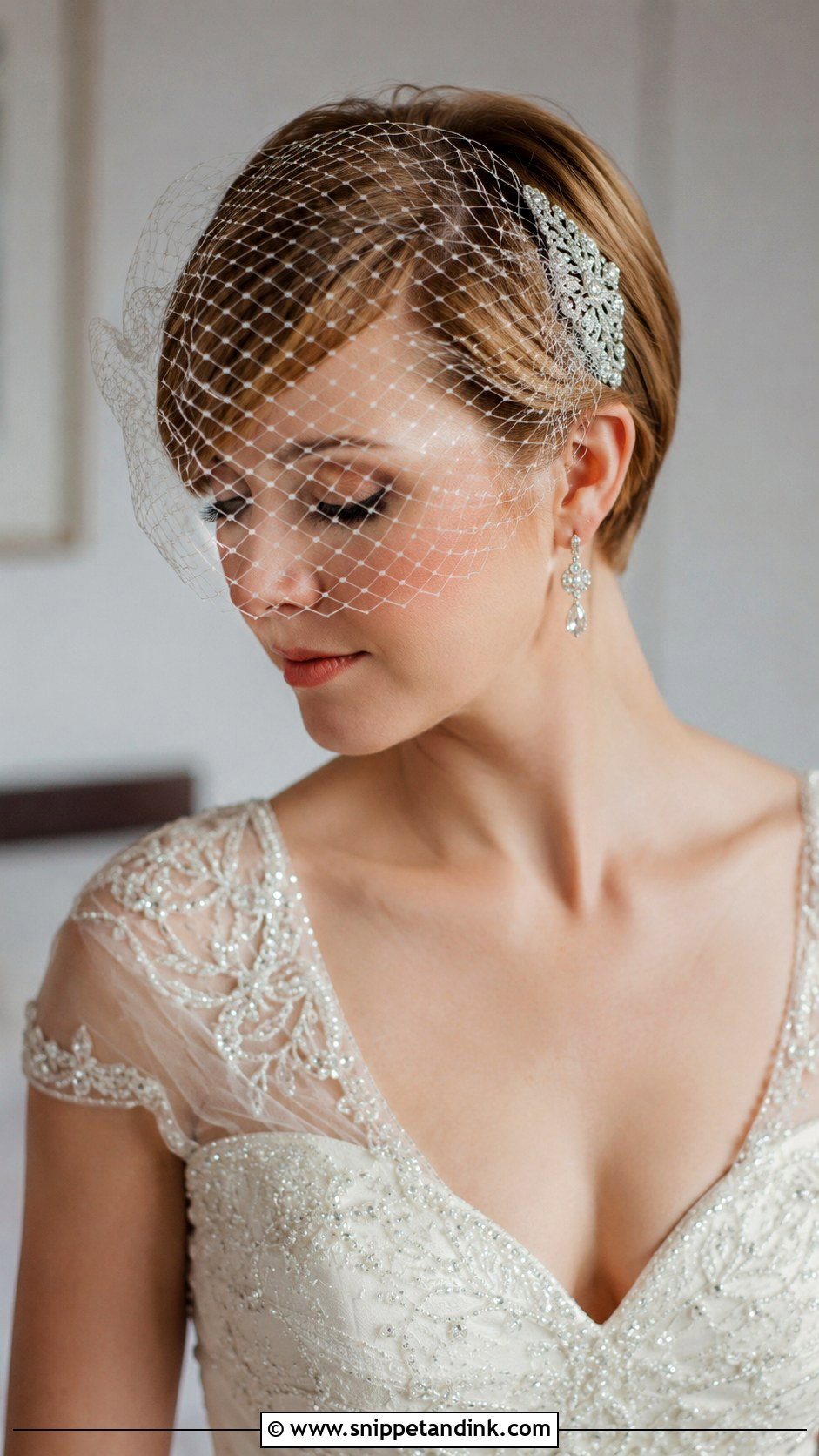 Pixie Cut With Birdcage Veil - Snippet and Ink - 35 Wedding Hairstyles for Short Hair