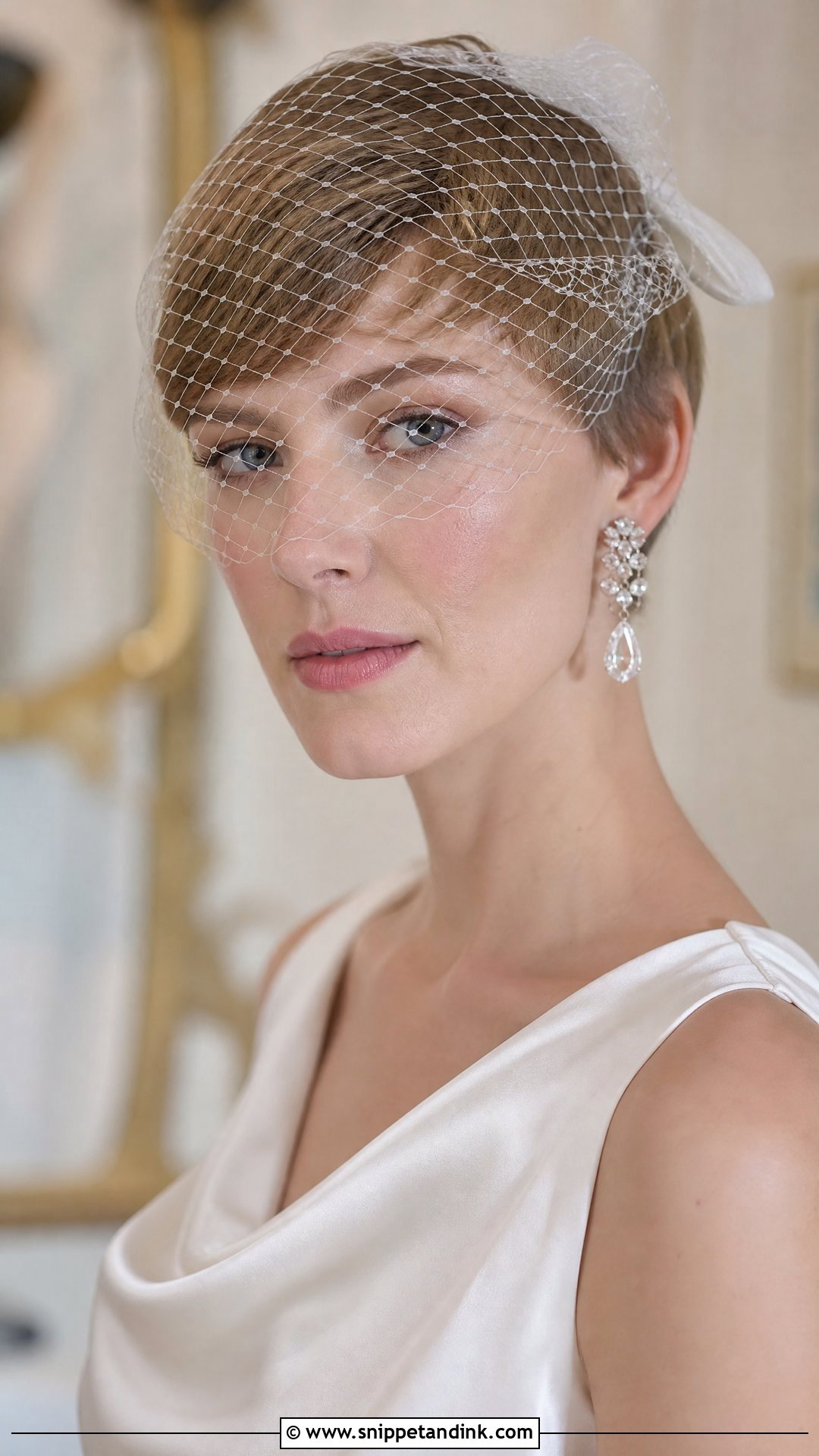Pixie Cut With Birdcage Veil - Snippet and Ink - 20 Pixie Short Hair Wedding Styles