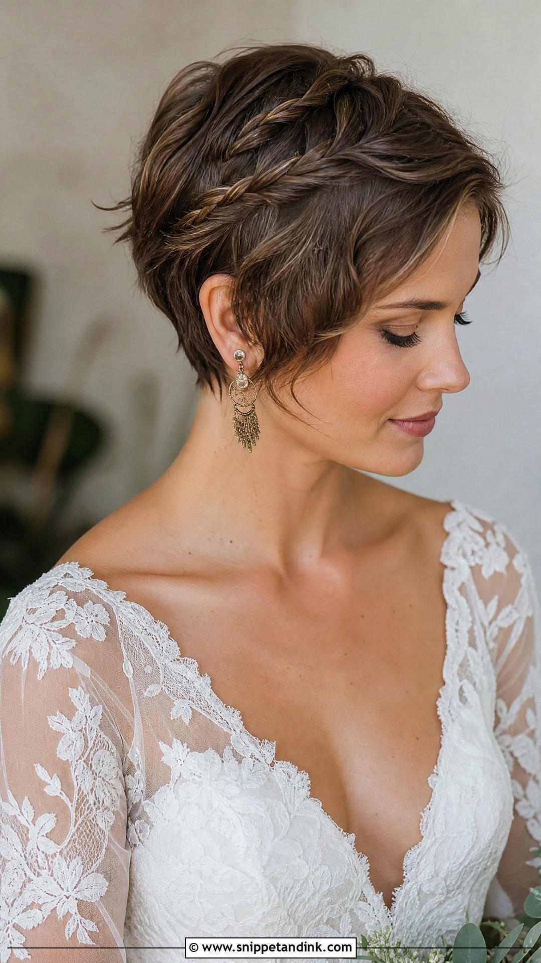 Pixie Cut With Braided Detail - Snippet and Ink - 20 Pixie Cut Wedding Hairstyles