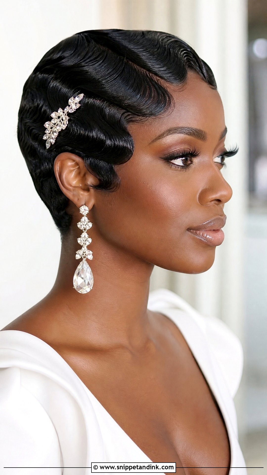 Pixie Cut With Finger Waves - Snippet and Ink - 20 Wedding Hair Black Hair Ideas