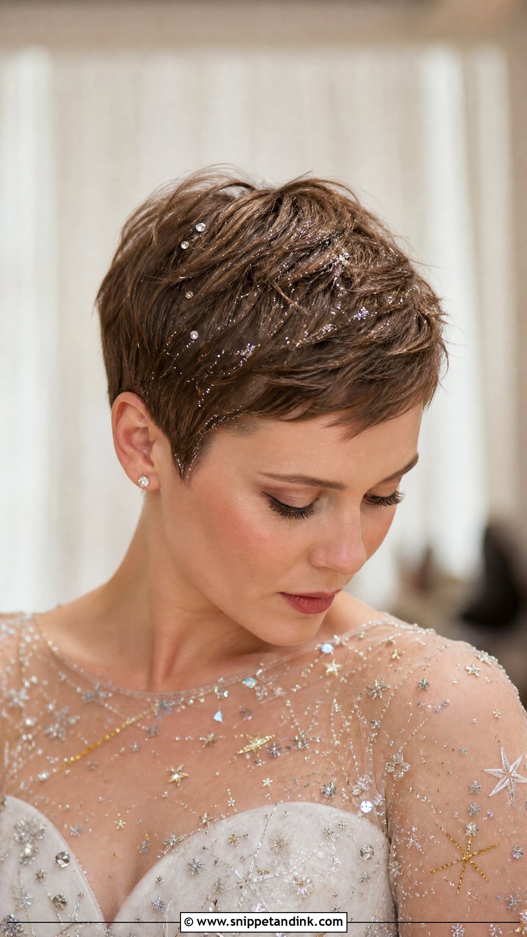 Pixie Cut With Glitter Accents - Snippet and Ink - 35 Wedding Hairstyles for Short Hair