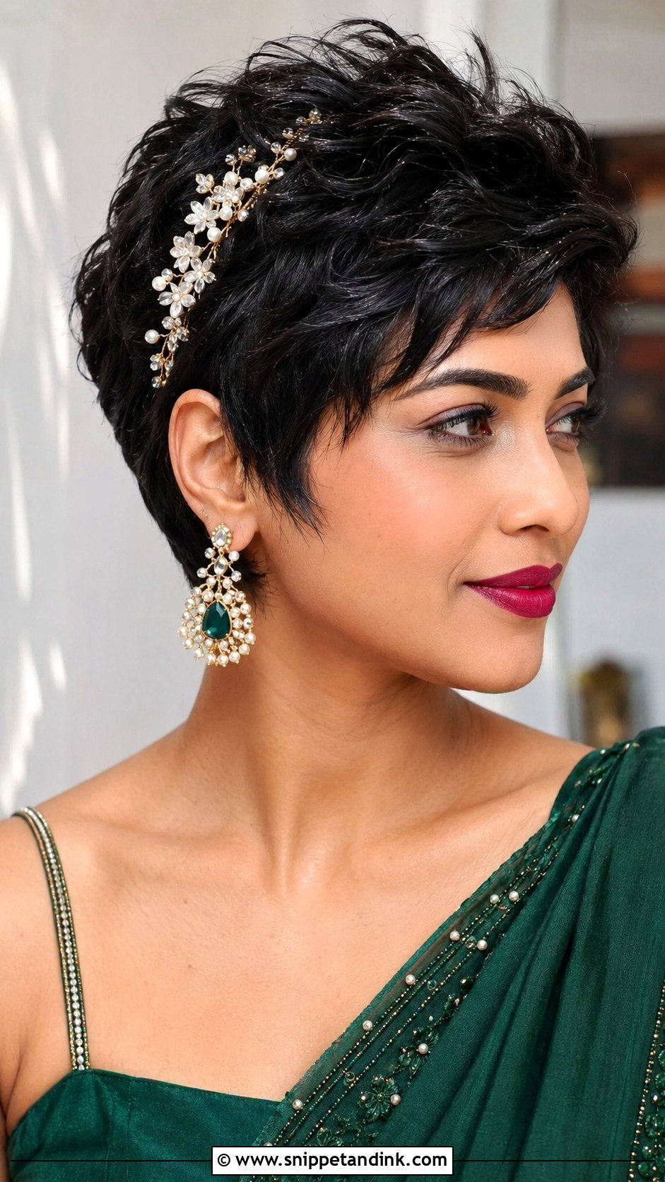 Pixie Cut With Hair Accessories - Snippet and Ink - 25 Short Hairstyle Women Indian Wedding Ideas