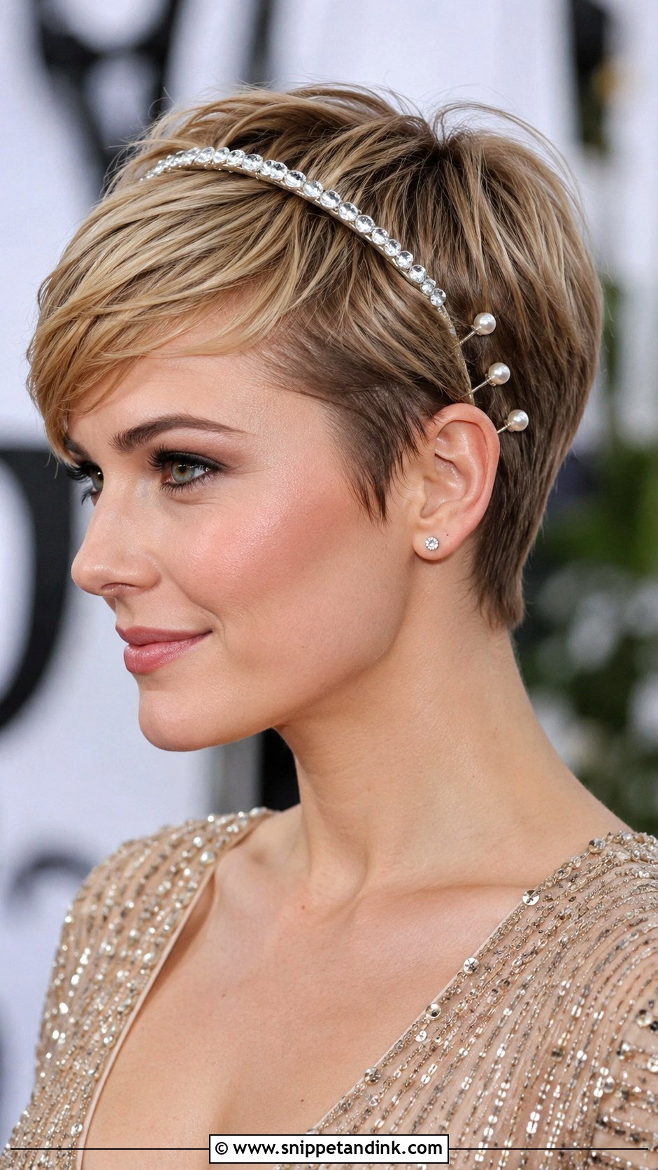 Pixie Cut With Hair Accessories - Snippet and Ink - 30 Wedding Guest Hairstyles for Short Hair