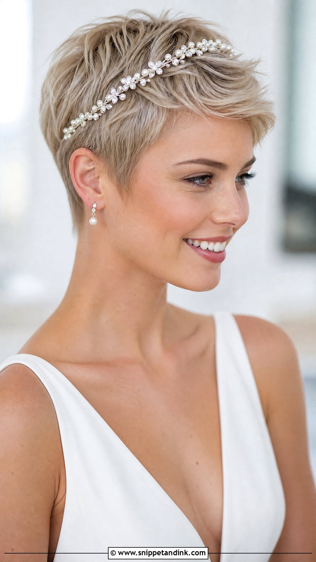 Pixie Cut With Headband - Snippet and Ink - 20 Short Hair Wedding Hairstyles the Bride