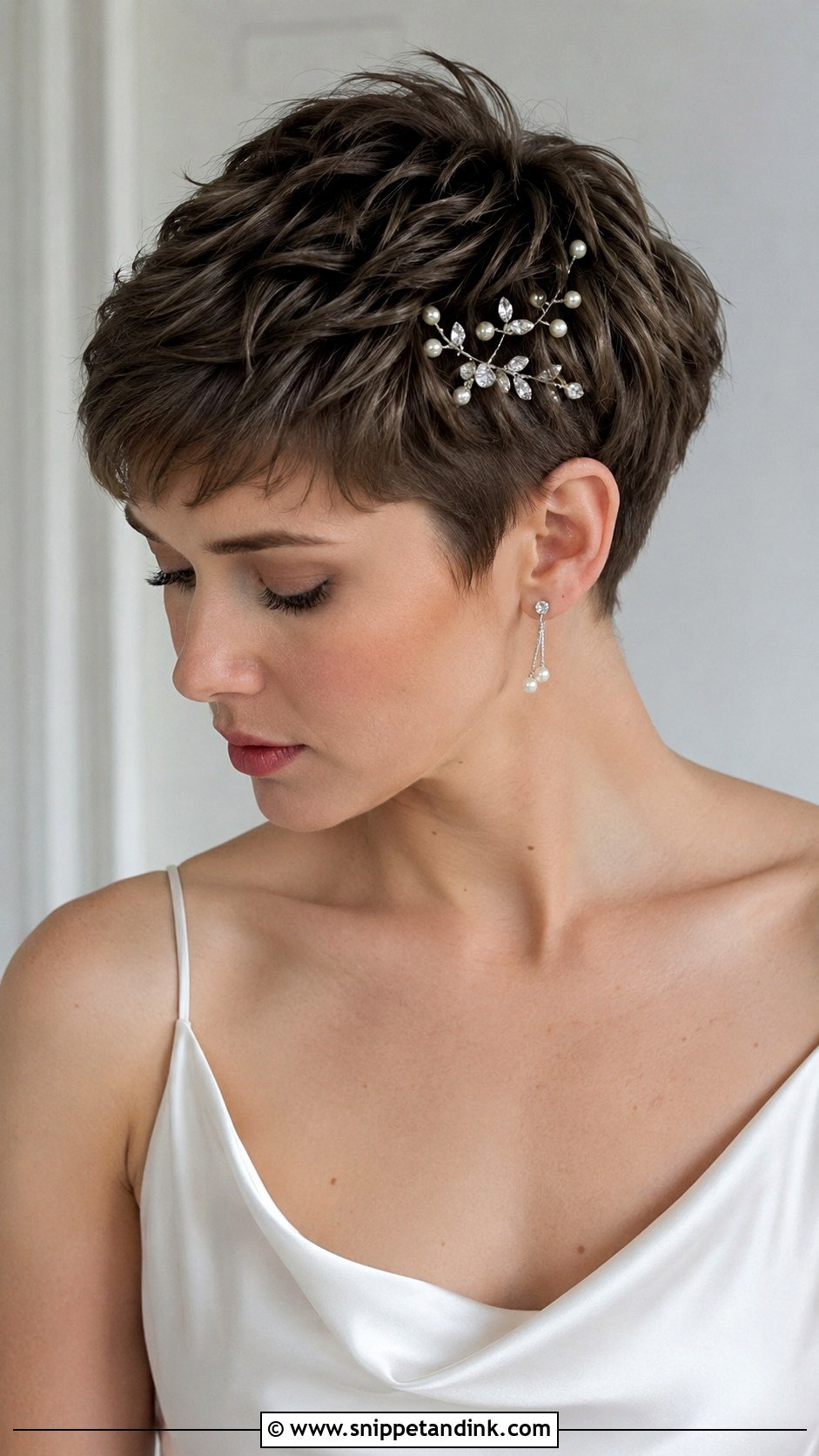 Pixie Cut With Jeweled Pins - Snippet and Ink - 25 Short Hair Style for Wedding Ideas