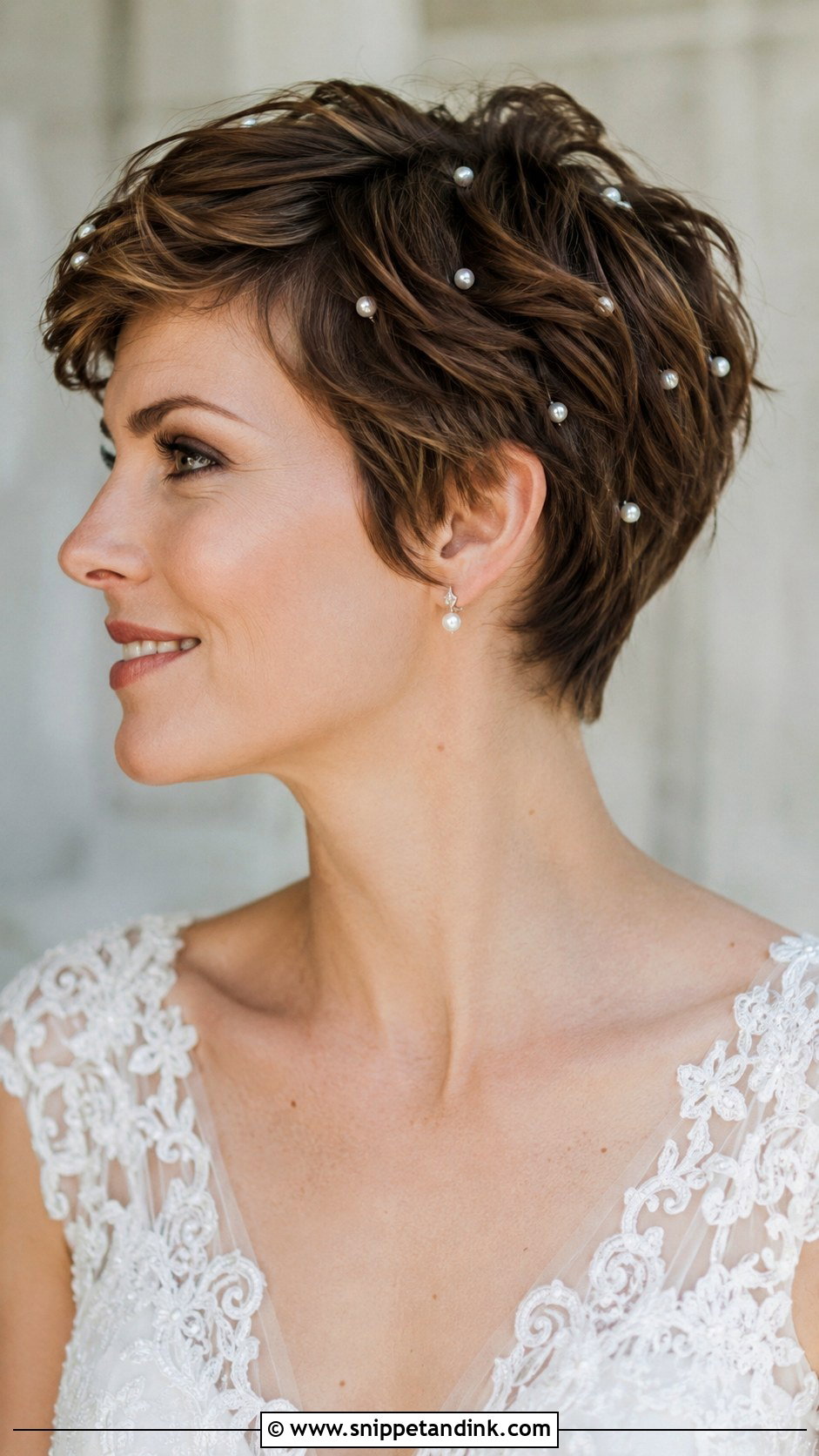 Pixie Cut With Pearl Hairpins - Snippet and Ink - 20 Pixie Cut Wedding Hairstyles
