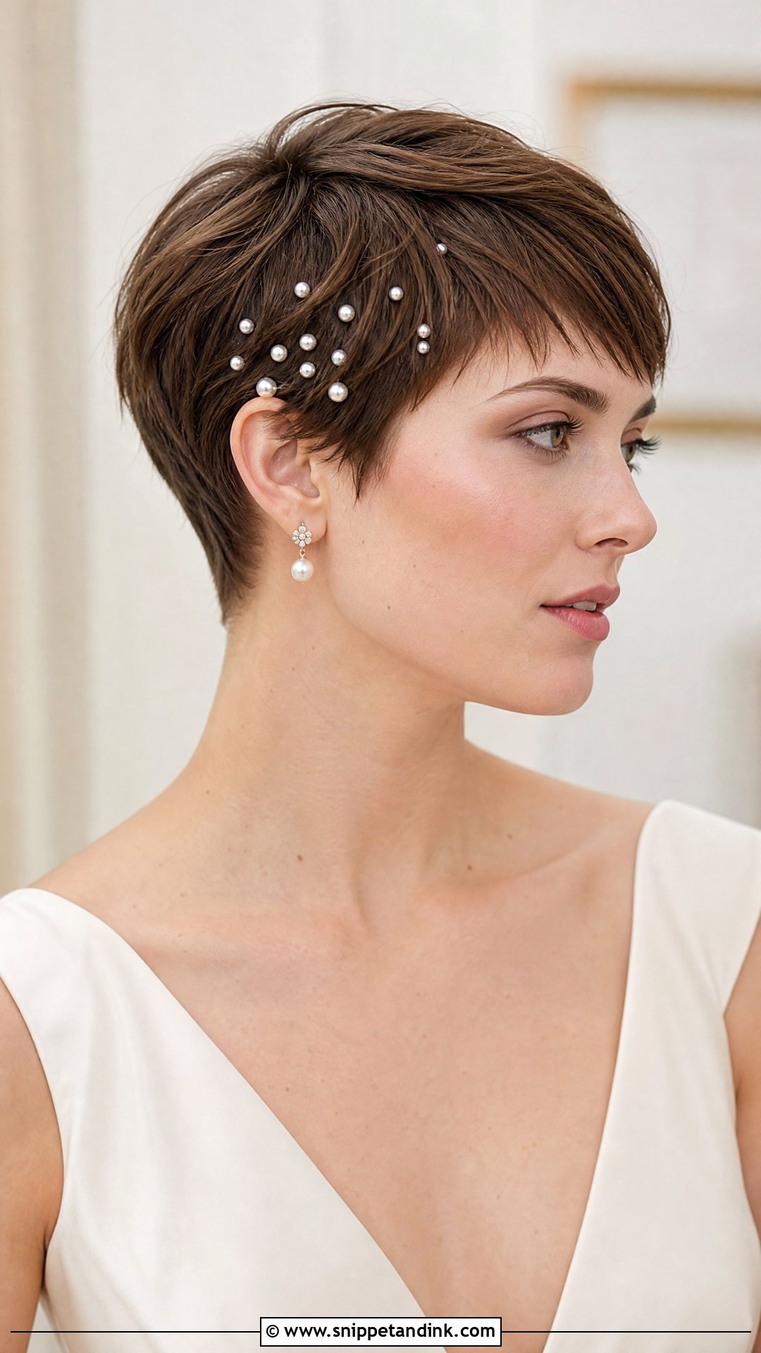 Pixie Cut With Pearl Pins - Snippet and Ink - 35 Wedding Hairstyles for Short Hair