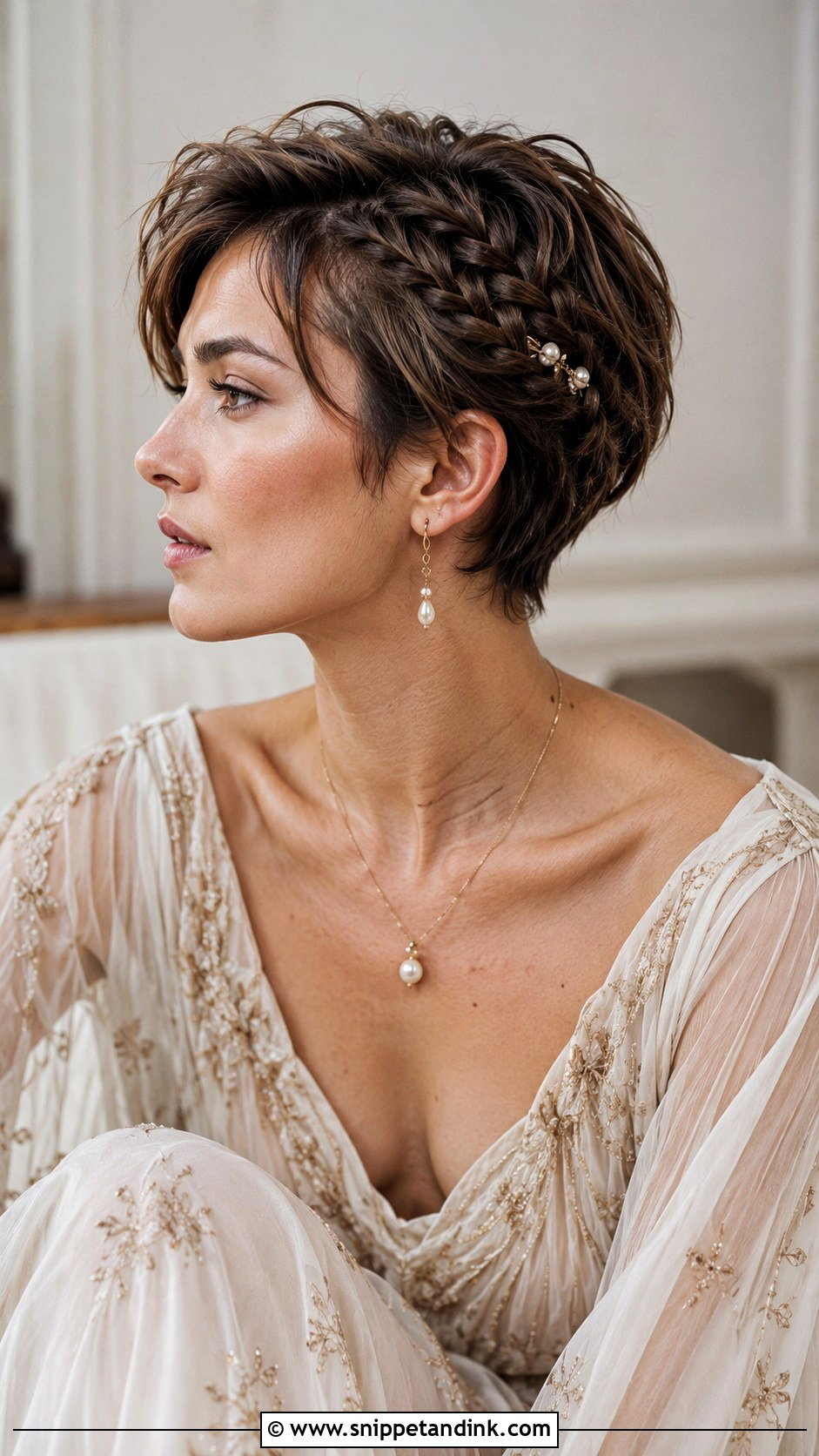 Pixie Cut With Side Braid Detail - Snippet and Ink - 25 Pixie Cut Wedding Hair Ideas