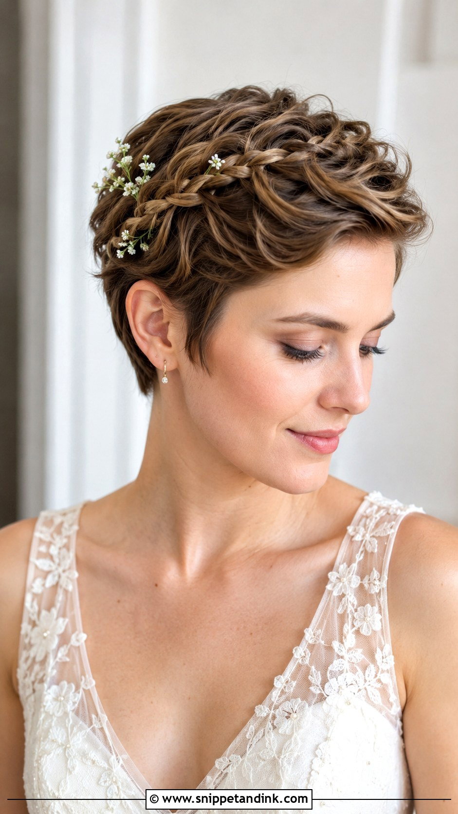 Pixie Cut With Side Braid - Snippet and Ink - 35 Wedding Hairstyles for Short Hair