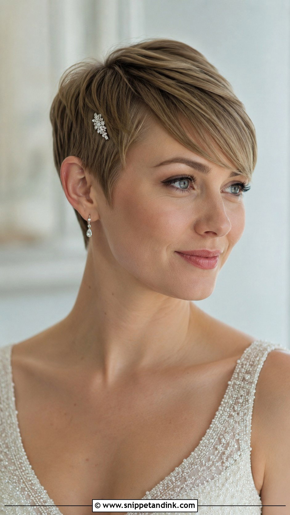 Pixie Cut With Side Swept Bangs - Snippet and Ink - 25 Short Hair Style for Wedding Ideas