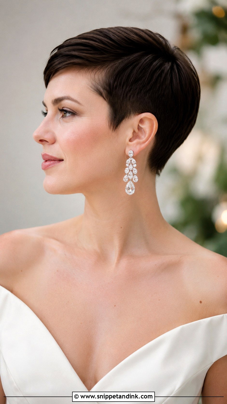 Pixie Cut With Statement Earrings - Snippet and Ink - 35 Wedding Hairstyles for Short Hair