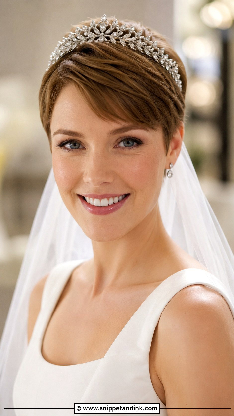 Pixie Cut With Tiara - Snippet and Ink - 35 Wedding Hairstyles for Short Hair