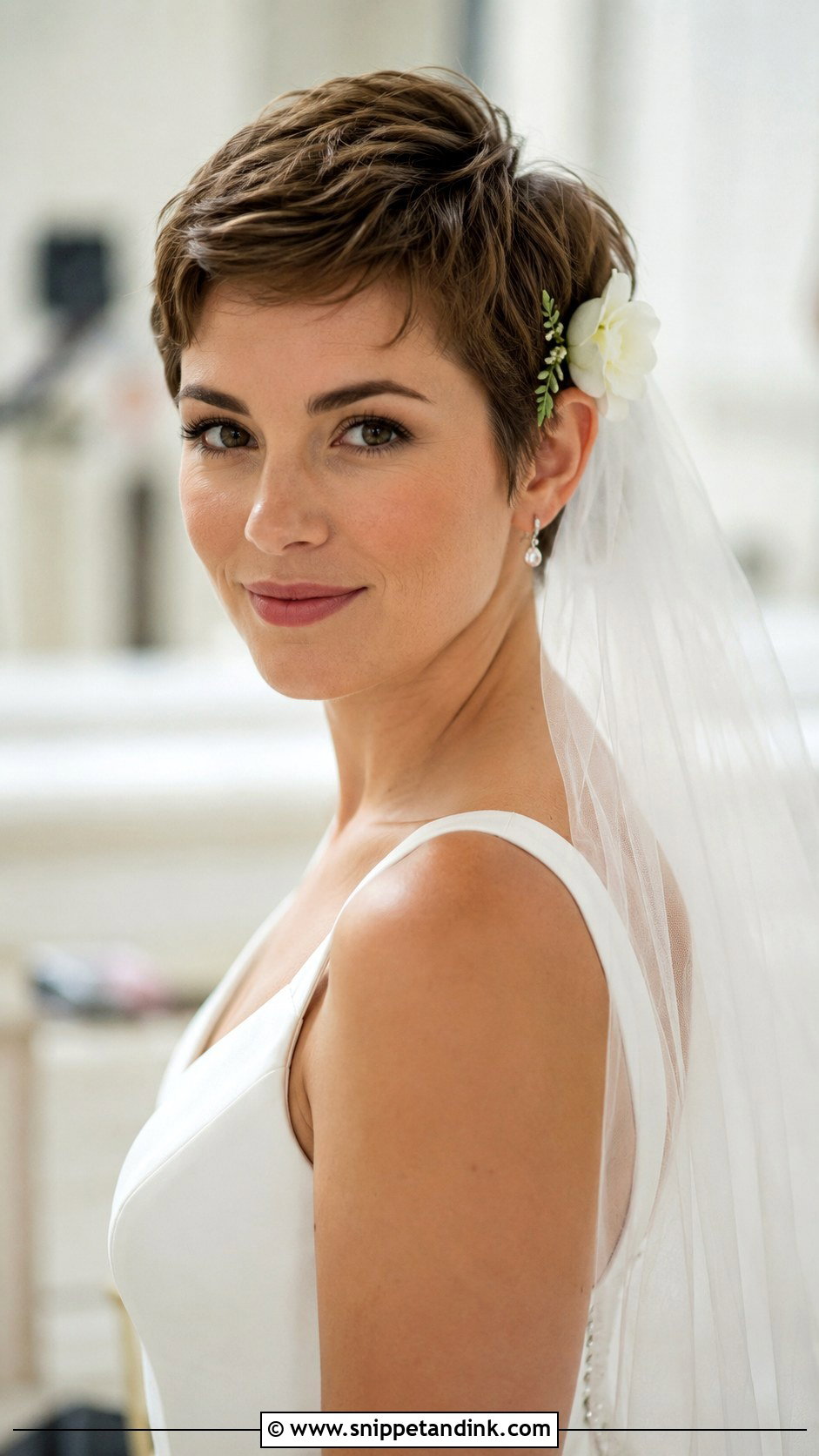 Pixie Cut With Veil - Snippet and Ink - 30 Wedding Hair Ideas