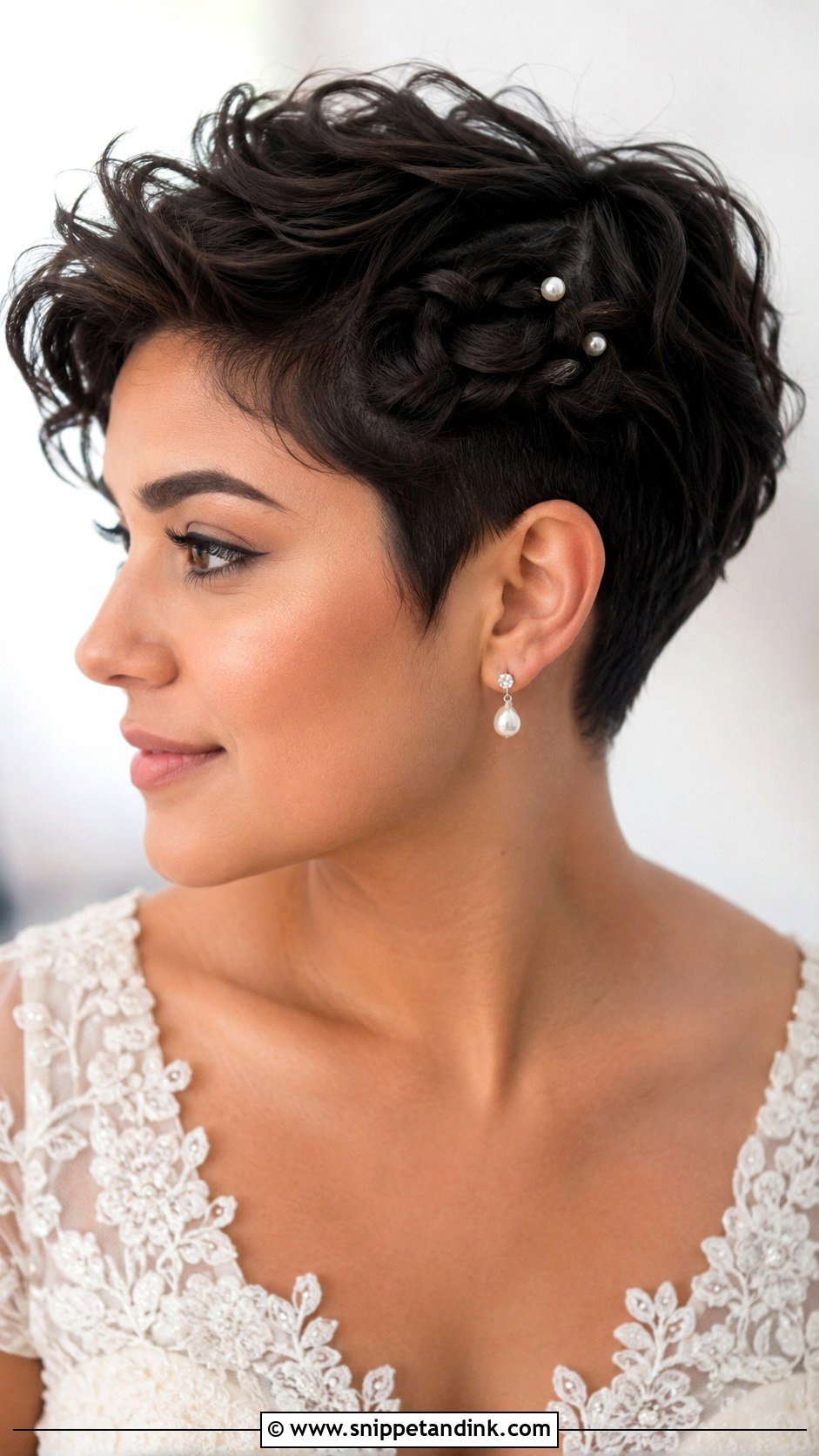 Pixie Wedding Hair With Side Braid - Snippet and Ink - 15 Pixie Hair Wedding Styles