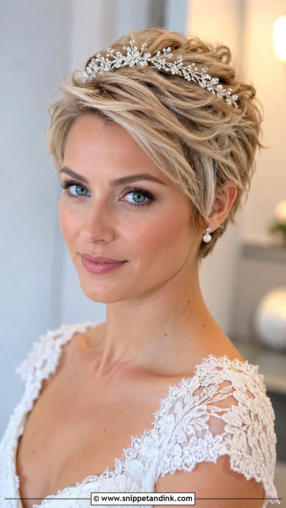 Pixie Wedding Hair With Tiaras - Snippet and Ink - 15 Pixie Hair Wedding Styles