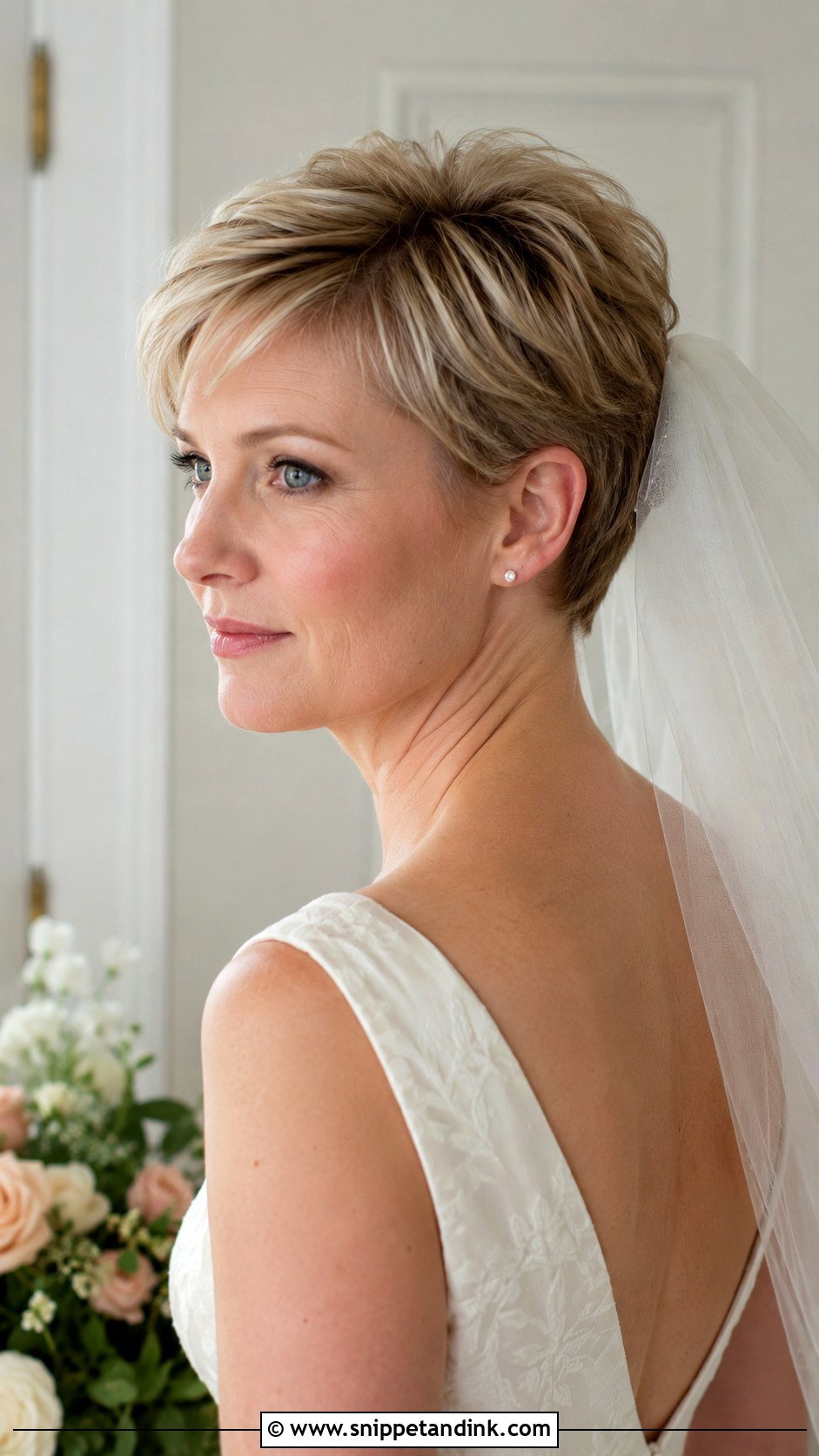 Pixie Wedding Hair With Veil - Snippet and Ink - 15 Pixie Hair Wedding Styles