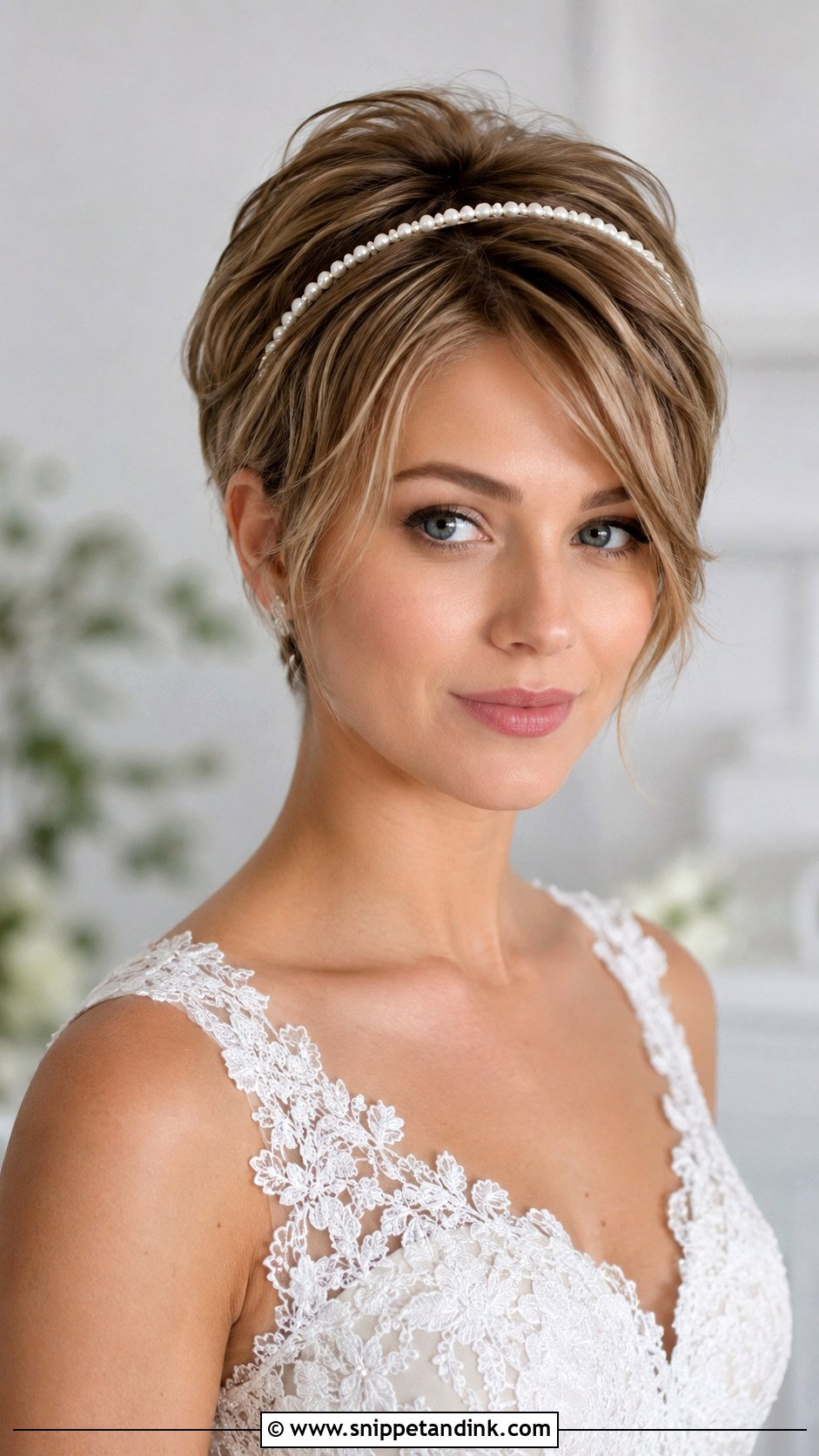 Pixie Wedding Hairstyle With Pearl Headband - Snippet and Ink - 15 Wedding Hairstyles for Pixie Haircut