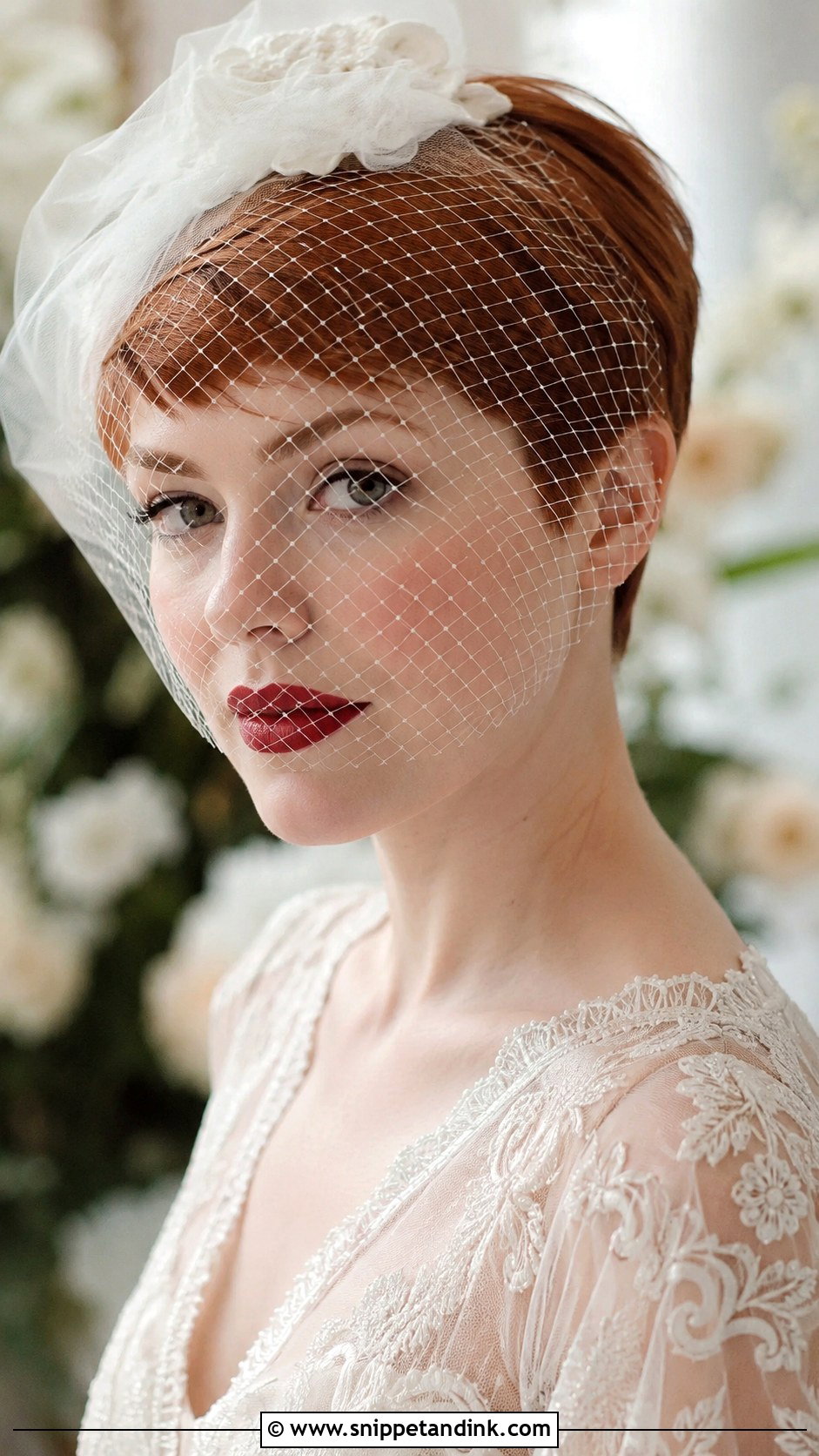 Pixie With Birdcage Veil - Snippet and Ink - 30 Short Hairstyle Women Wedding Ideas