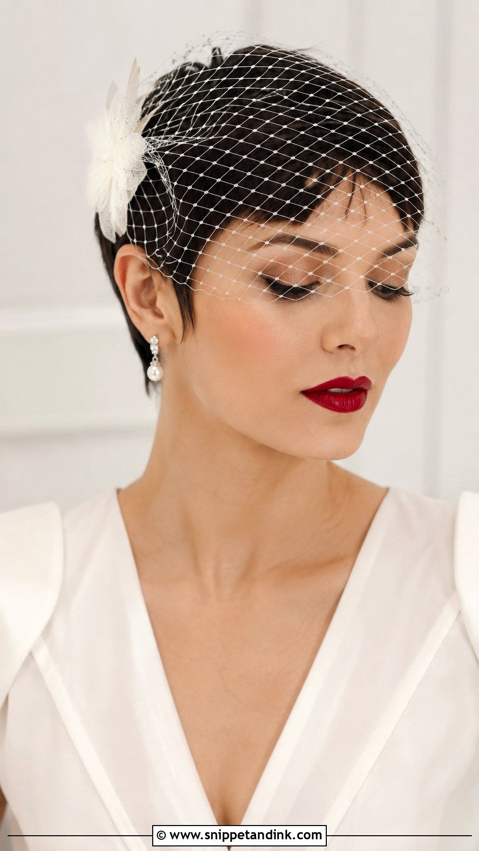 Pixie With Birdcage Veil - Snippet and Ink - 25 Pixie Wedding Hair Ideas