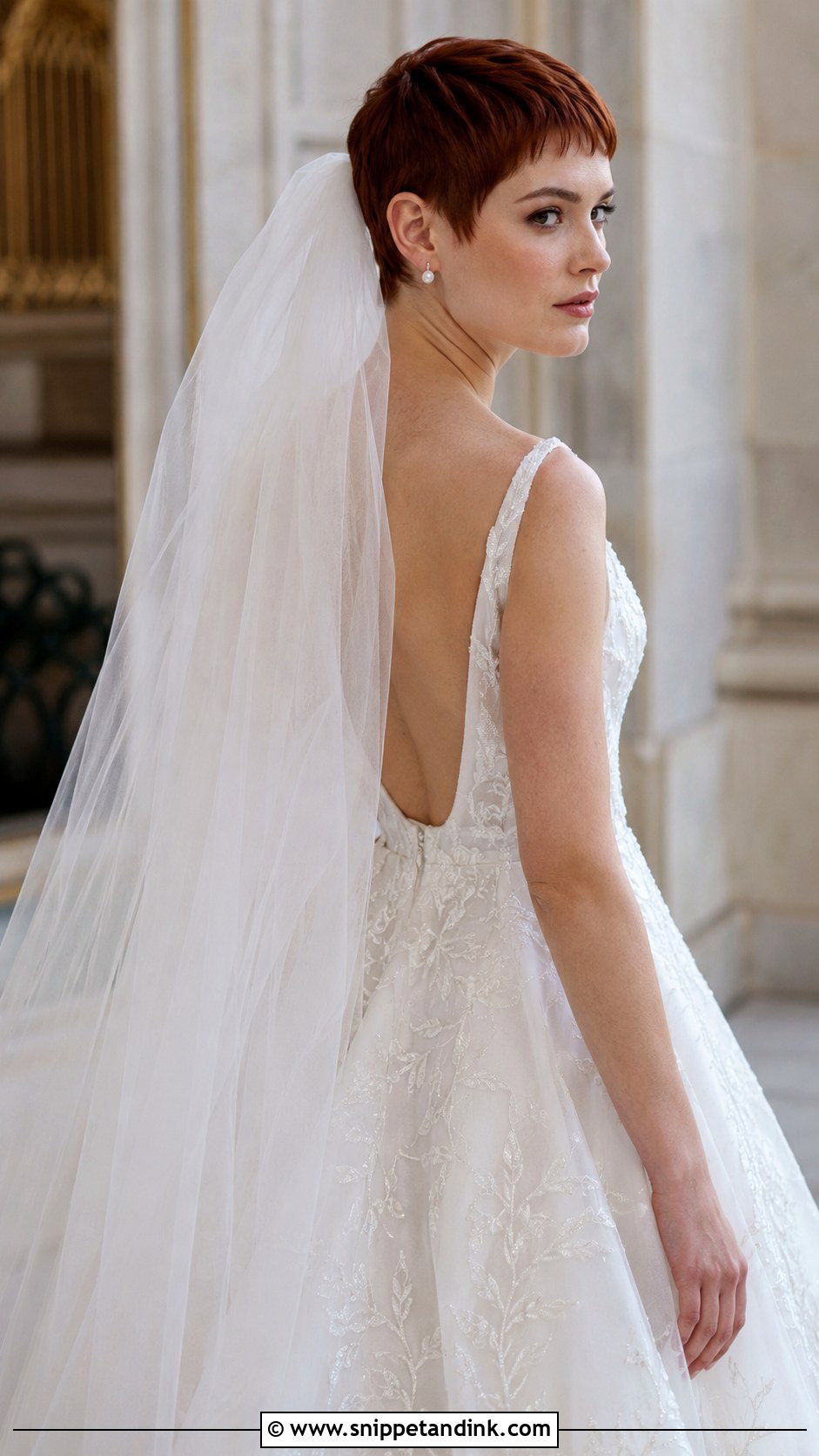 Pixie With Cathedral Veil - Snippet and Ink - 25 Pixie Wedding Hair Ideas