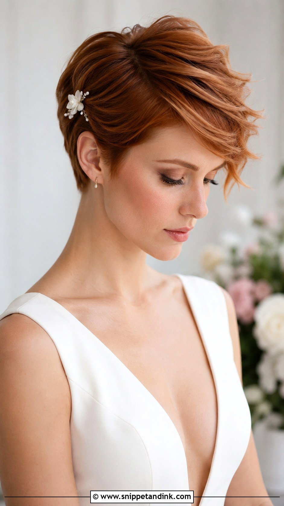 Pixie With Deep Side Part - Snippet and Ink - 25 Bride Short Hairstyles