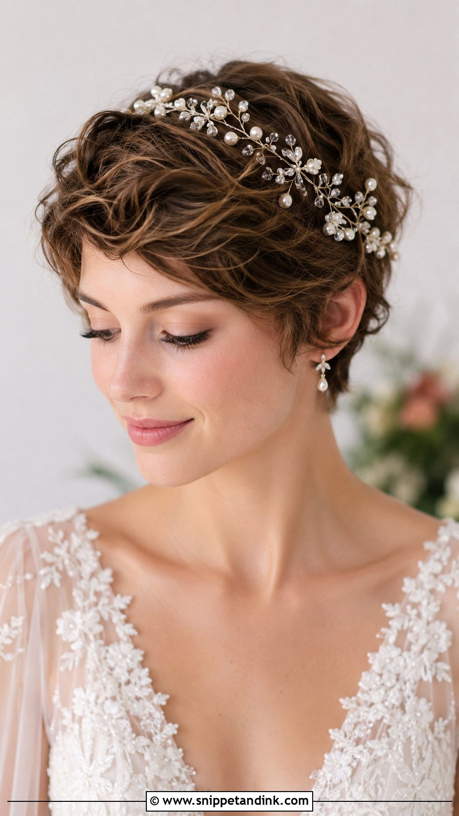 Pixie With Delicate Hair Vine - Snippet and Ink - 25 Pixie Bridal Hair Ideas