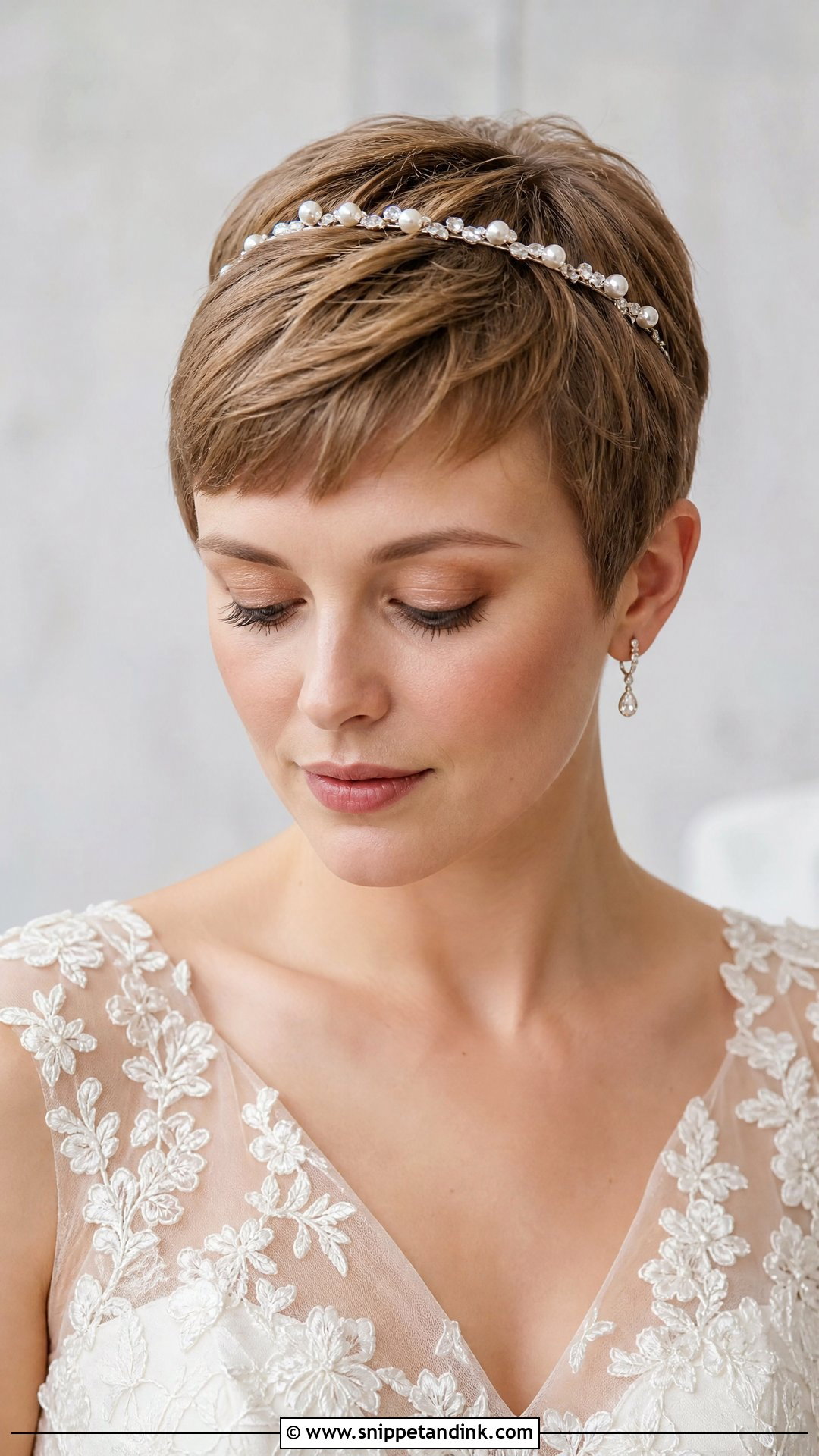 Pixie With Headband - Snippet and Ink - 20 Short Hair Wedding Ideas