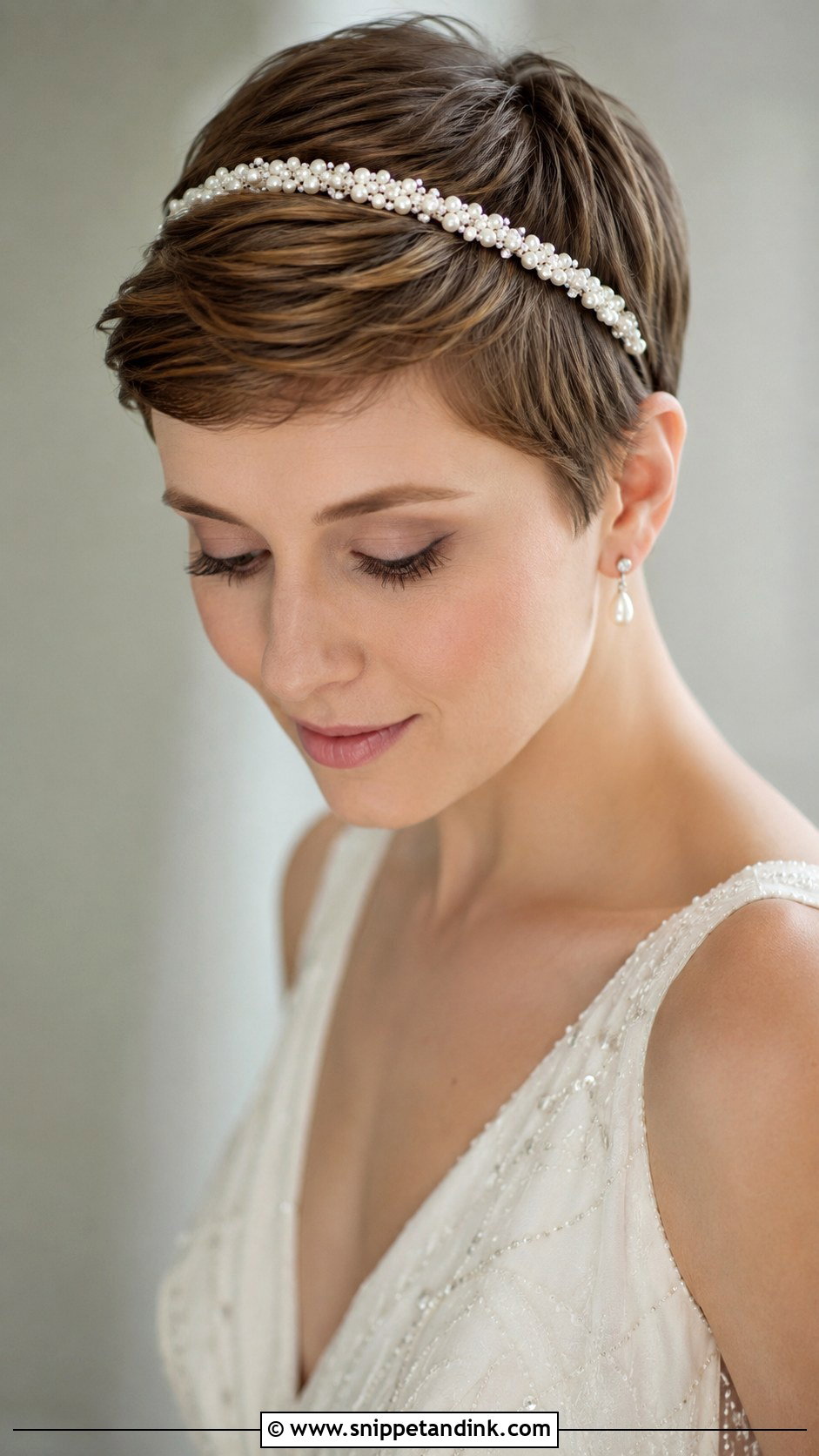 Pixie With Pearl Headband - Snippet and Ink - 25 Pixie Bridal Hair Ideas