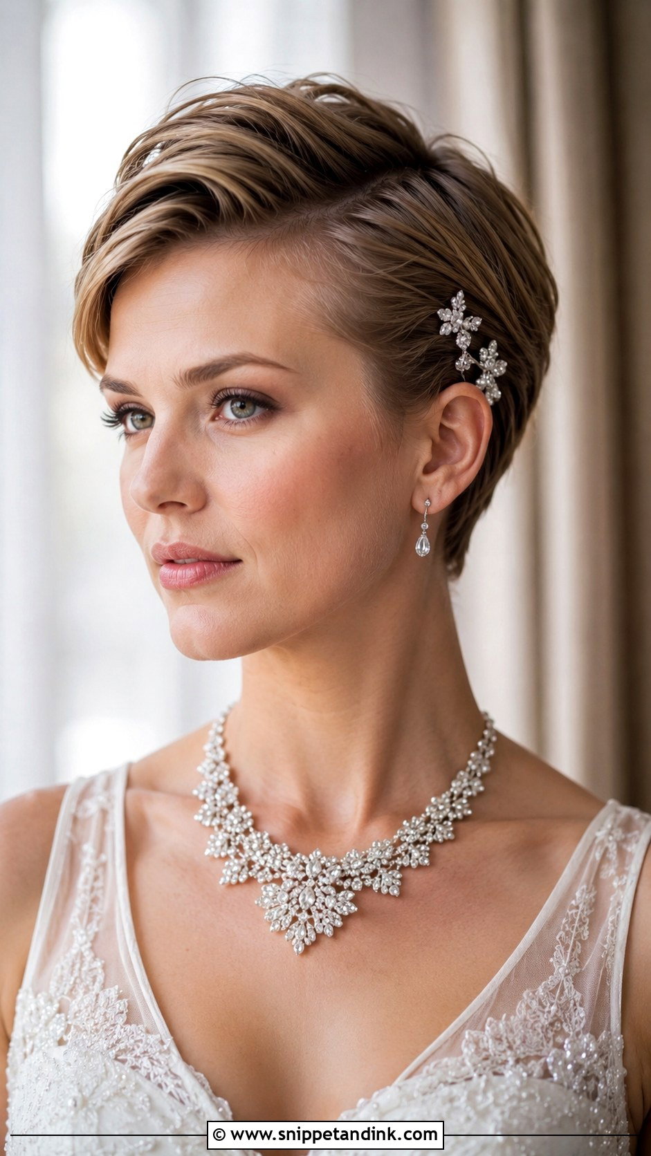 Pixie With Pinned Back Sides - Snippet and Ink - 25 Pixie Wedding Hair Ideas