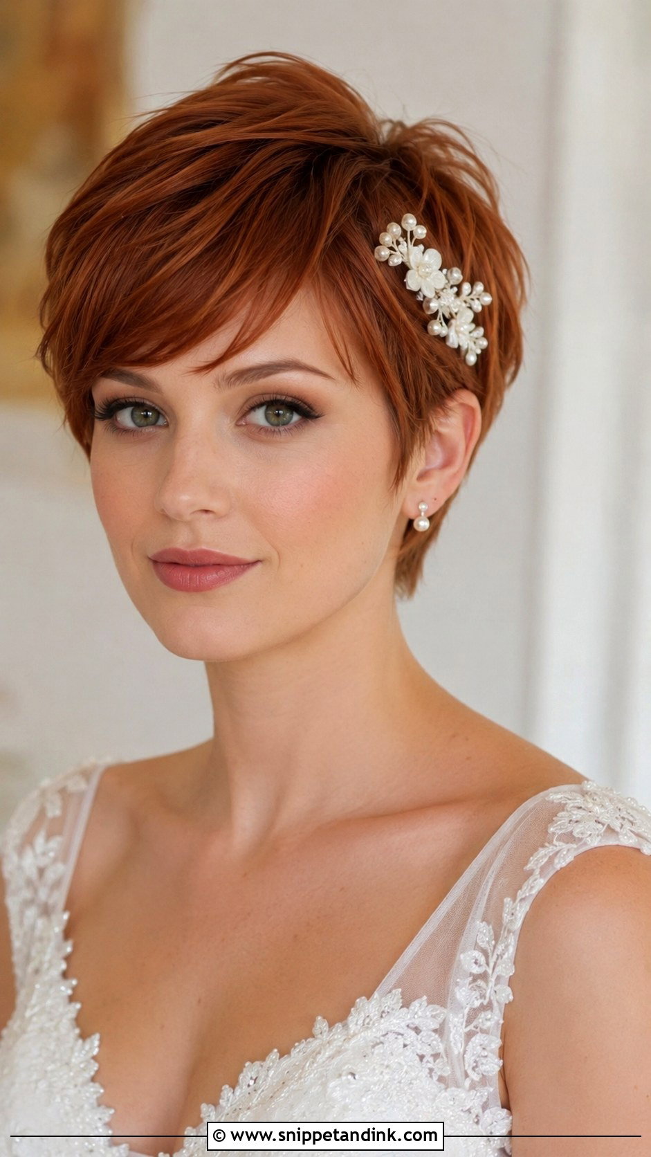 Pixie With Side Swept Bangs - Snippet and Ink - 30 Short Bridal Hair Ideas