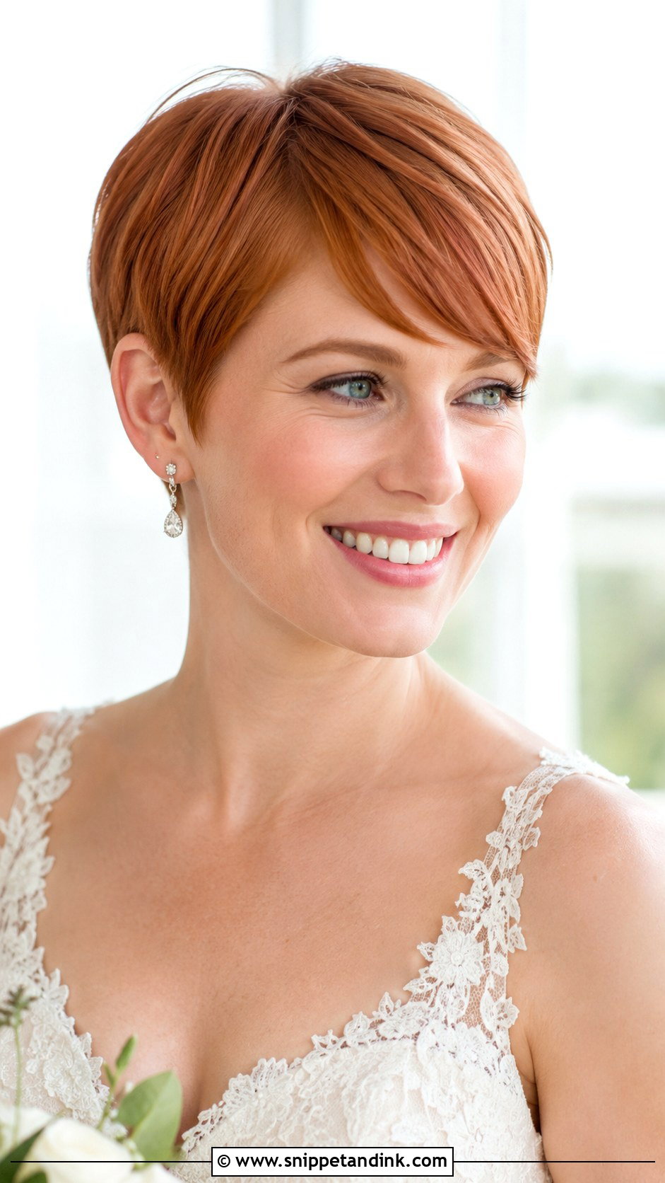 Pixie With Side Swept Bangs - Snippet and Ink - 30 Short Hair Bride Ideas