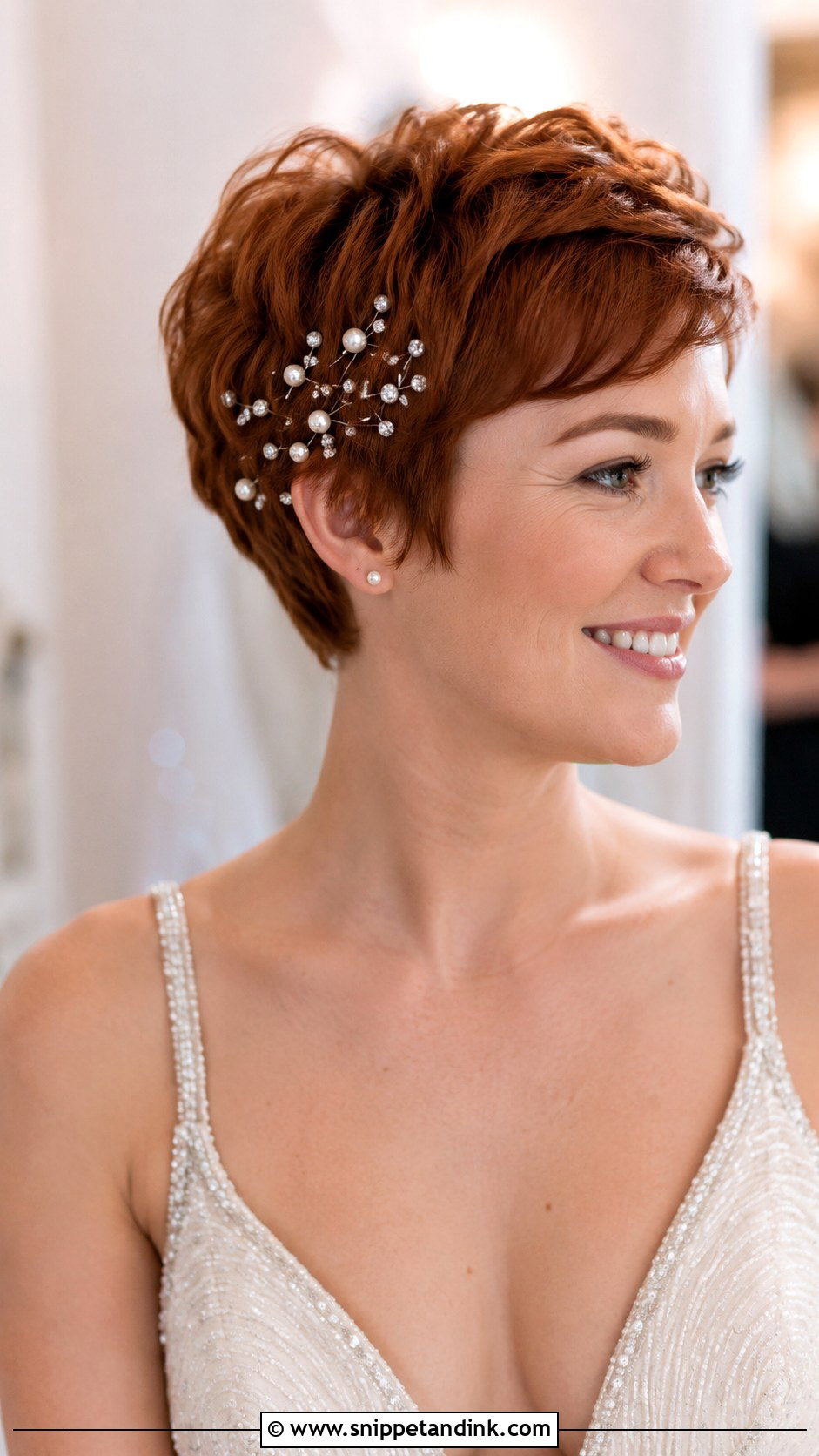 Pixie With Sparkling Hairpins - Snippet and Ink - 25 Pixie Bridal Hair Ideas