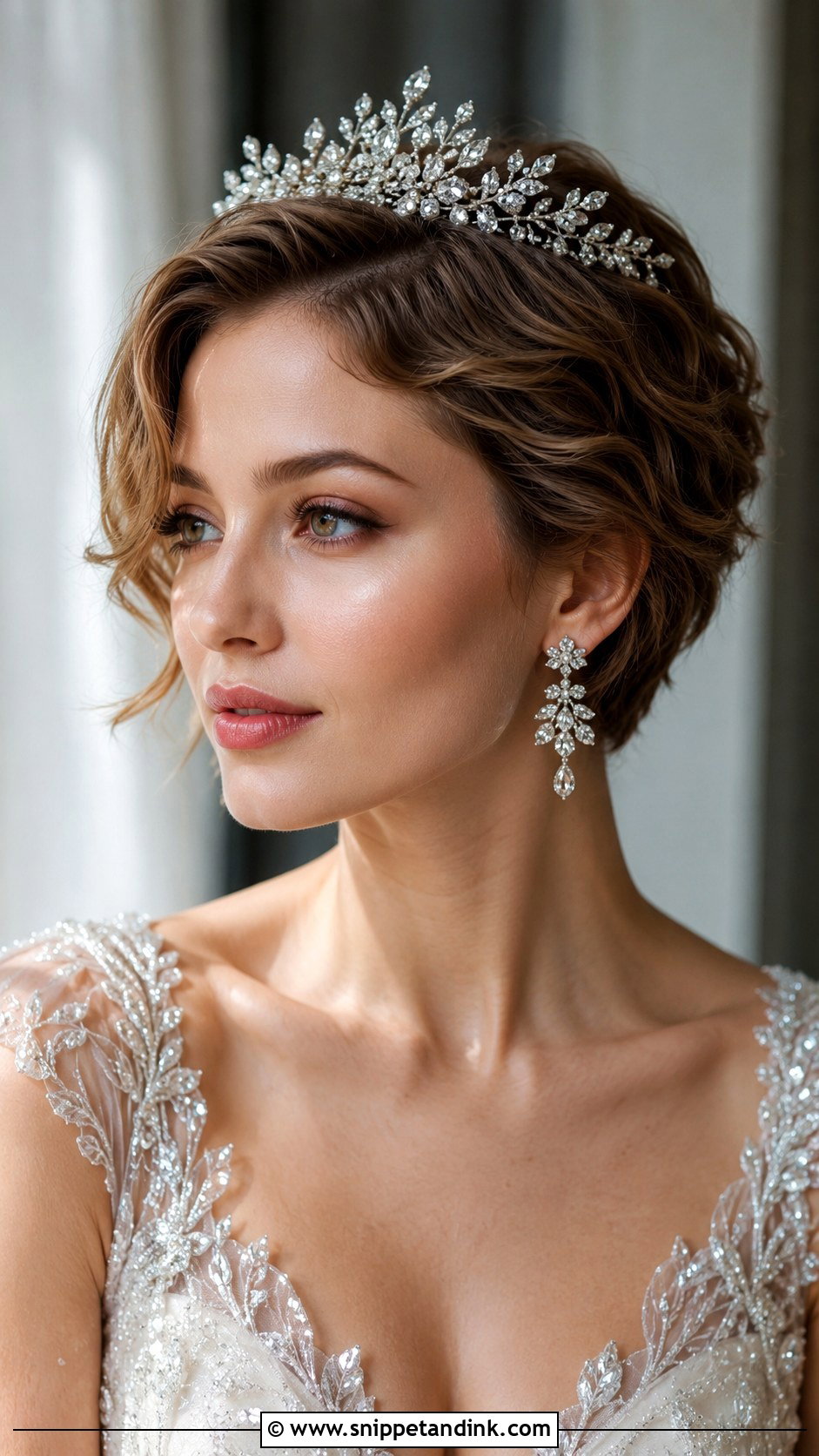Pixie With Tiara - Snippet and Ink - 25 Pixie Wedding Hair Ideas