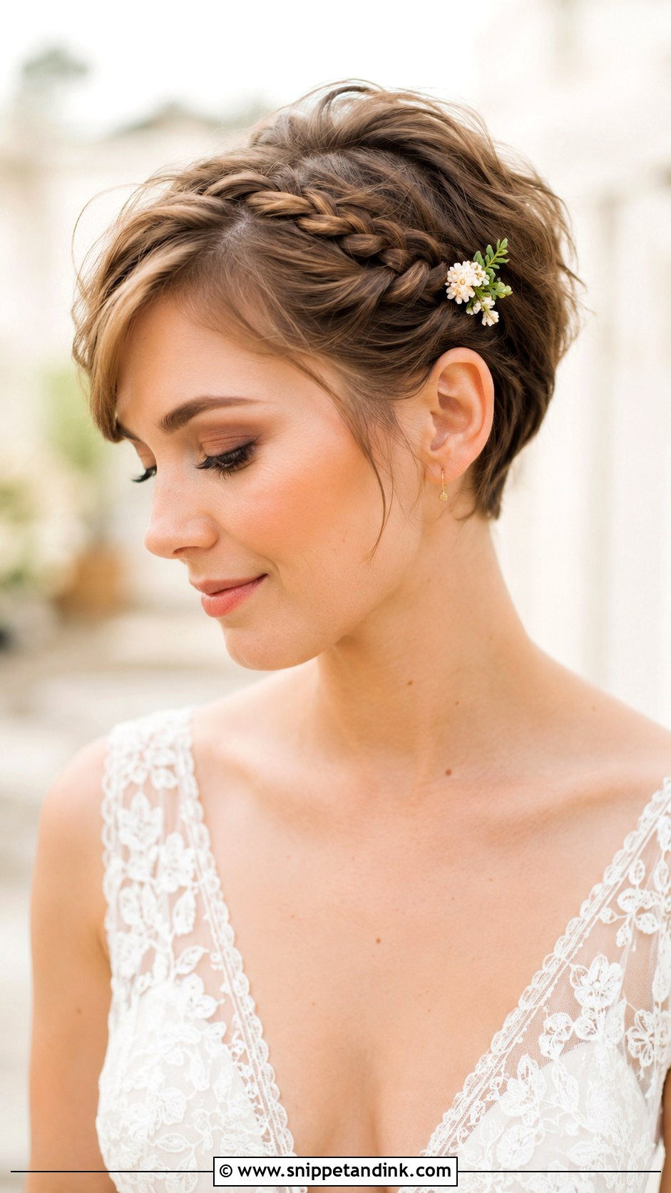 Pixie with Side Braid - Snippet and Ink - 25 Short Hair Styles for Wedding