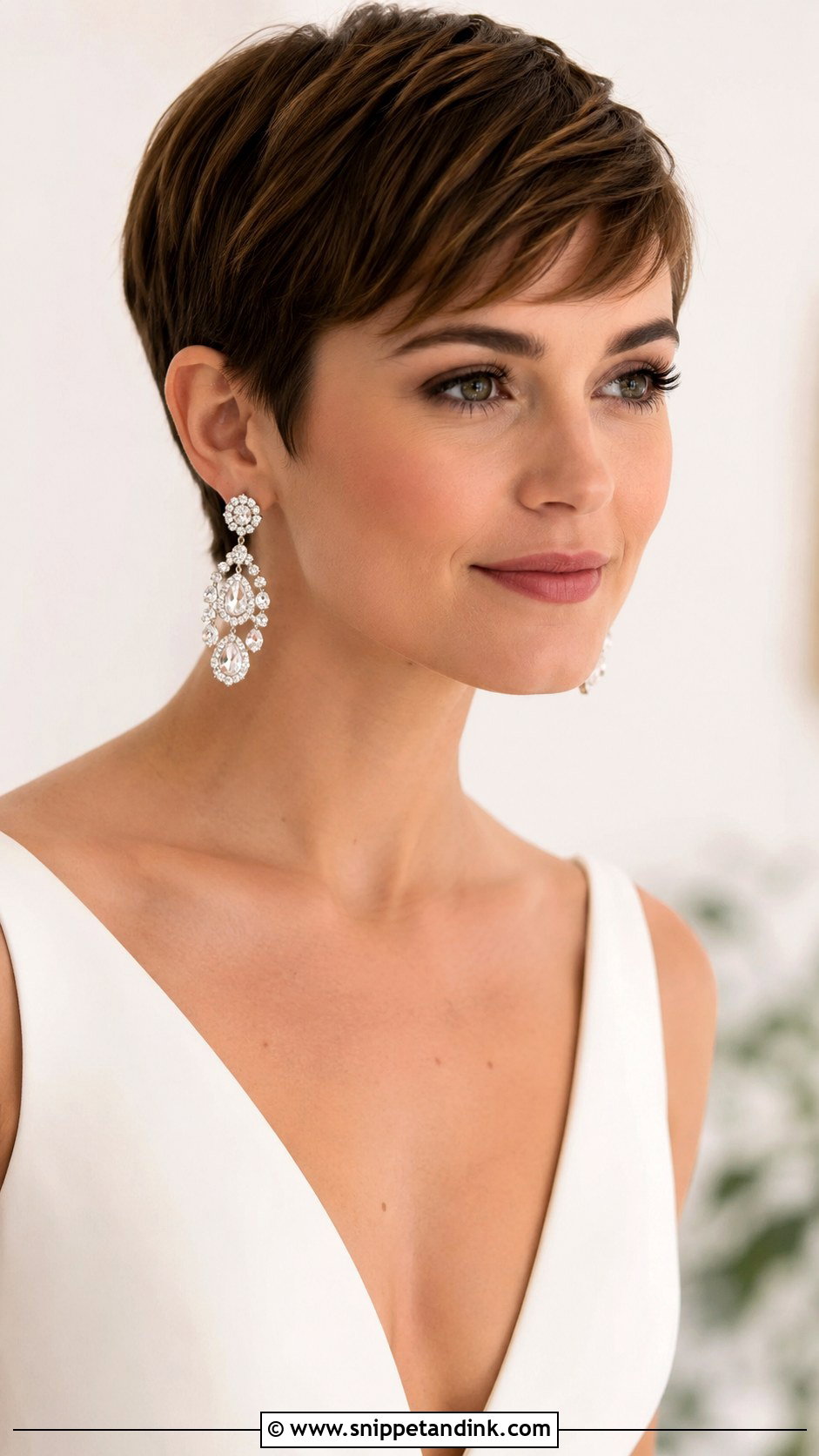 Pixie with Statement Earrings - Snippet and Ink - 25 Short Hair Styles for Wedding