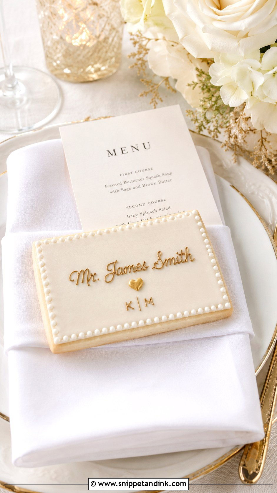 Place Card Initial Wedding Cookies - Snippet and Ink - 20 Initial Wedding Cookies