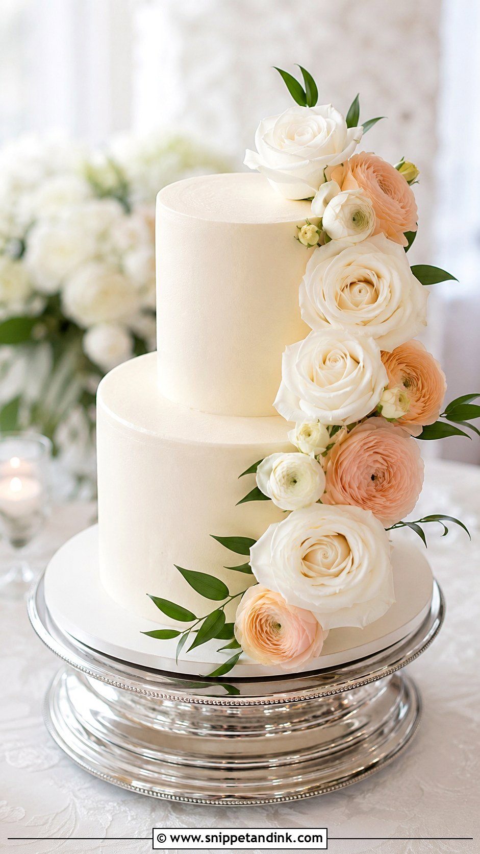 Plain Round Wedding Cake With Flowers - Snippet and Ink - 20 Plain Wedding Cake Ideas with Flowers