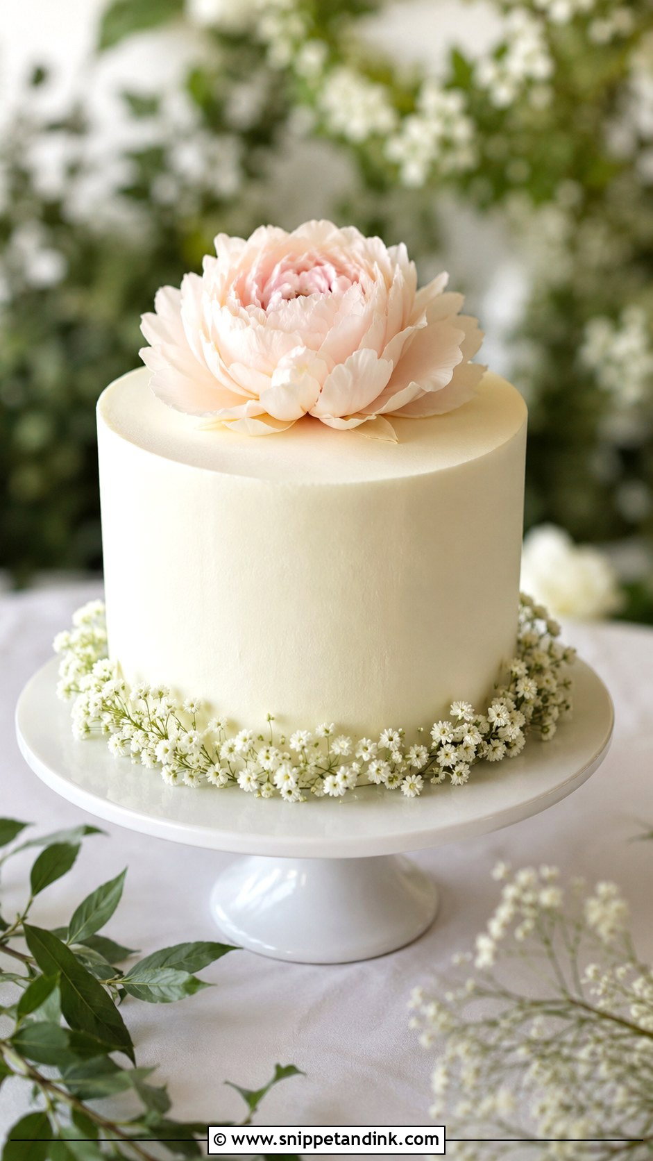 Plain Single Tier Wedding Cake With Flowers - Snippet and Ink - 20 Plain Wedding Cake Ideas with Flowers