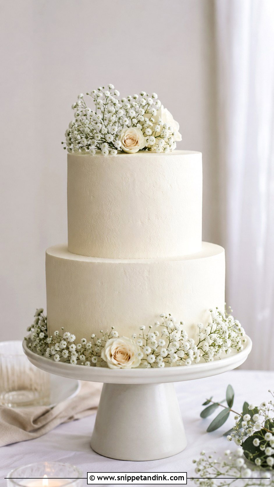 Plain Wedding Cake With Baby Breath - Snippet and Ink - 20 Plain Wedding Cake Ideas with Flowers