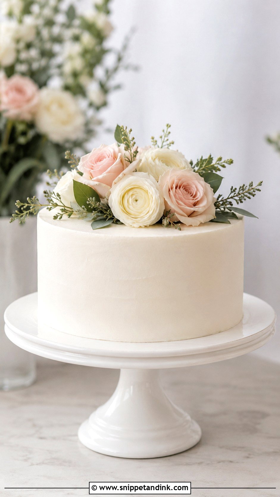Plain Wedding Cake With Flower Topper - Snippet and Ink - 20 Plain Wedding Cake Ideas with Flowers