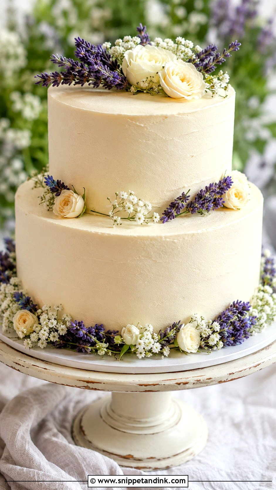 Plain Wedding Cake With Lavender Flowers - Snippet and Ink - 20 Plain Wedding Cake Ideas with Flowers