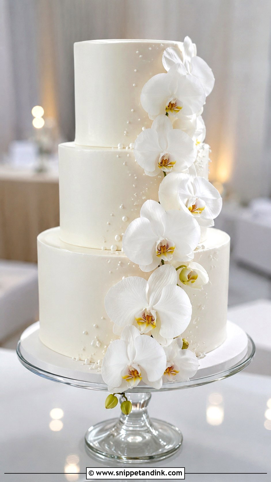 Plain Wedding Cake With Orchids - Snippet and Ink - 20 Plain Wedding Cake Ideas with Flowers
