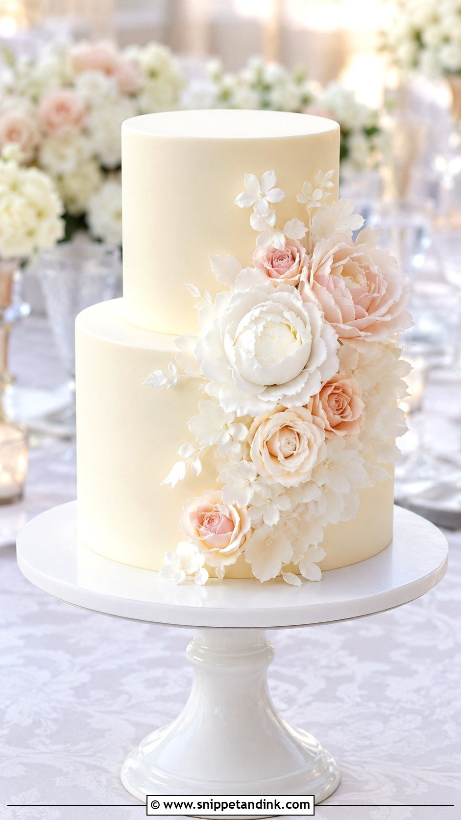 Plain Wedding Cake With Sugar Flowers - Snippet and Ink - 20 Plain Wedding Cake Ideas with Flowers