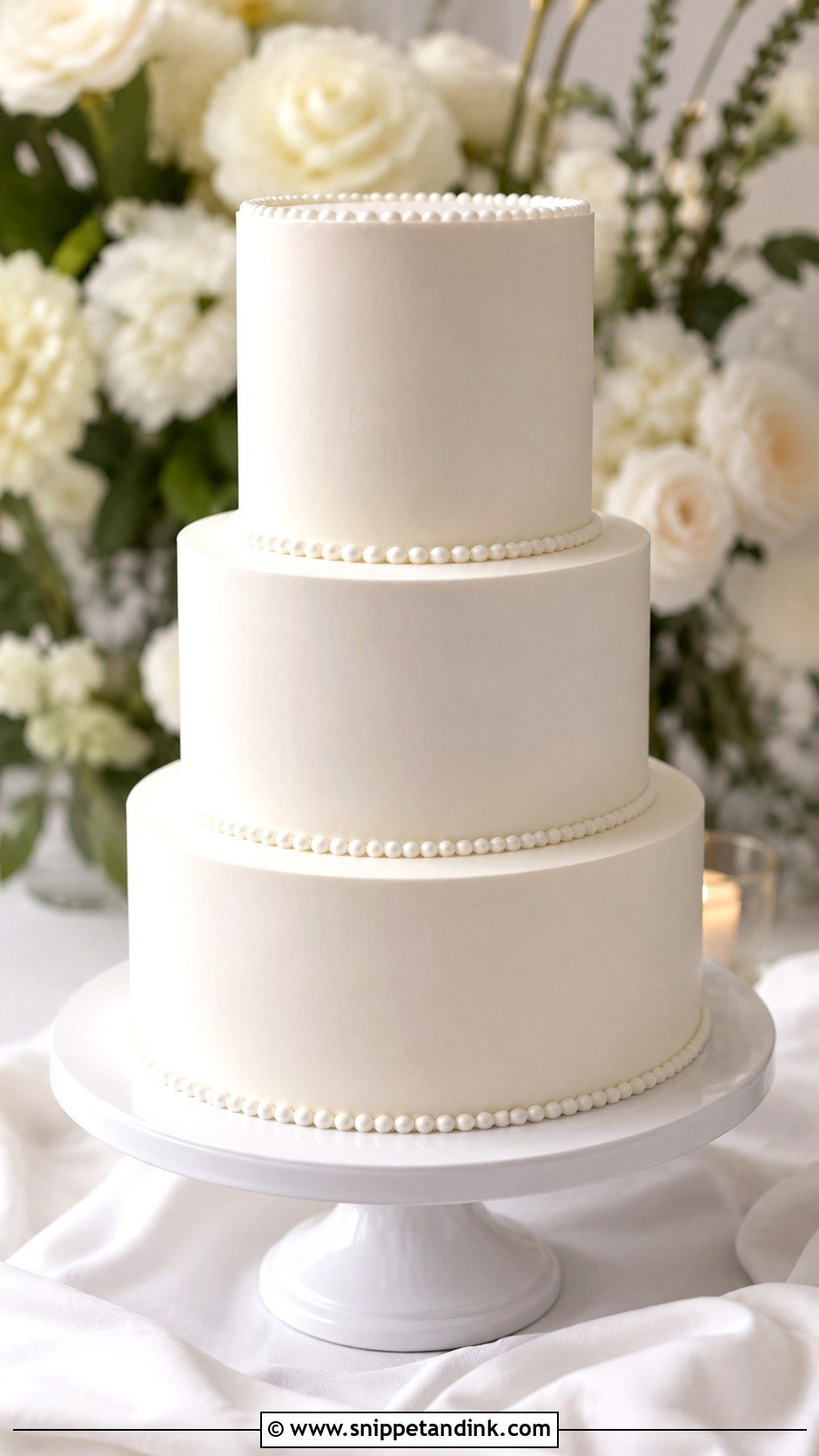 Plain White 3 Tier Buttercream Wedding Cake - Snippet and Ink - 20 Plain White 3 Tier Wedding Cake Ideas