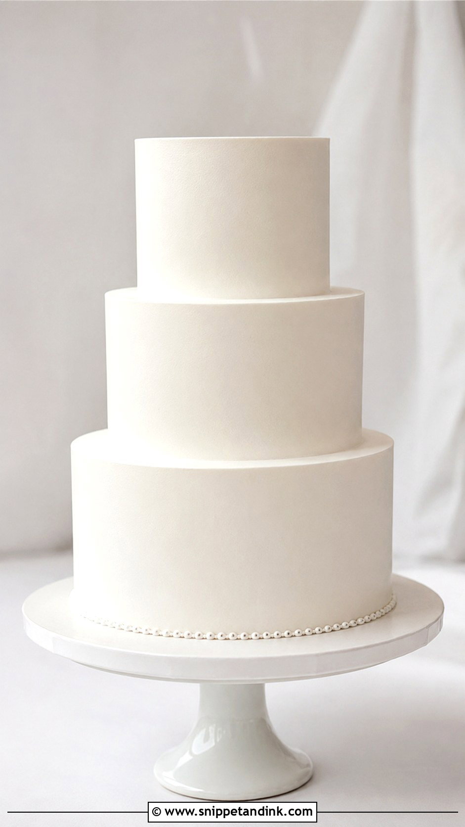 Plain White 3 Tier Minimalist Wedding Cake - Snippet and Ink - 20 Plain White 3 Tier Wedding Cake Ideas