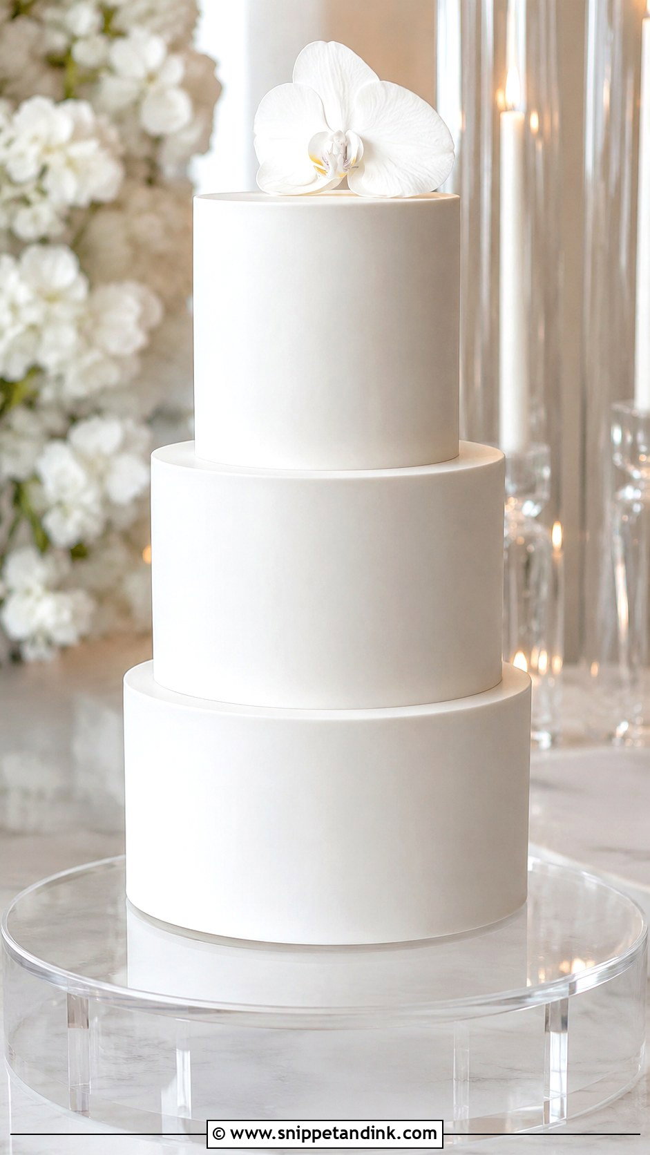 Plain White 3 Tier Modern Wedding Cake - Snippet and Ink - 20 Plain White 3 Tier Wedding Cake Ideas