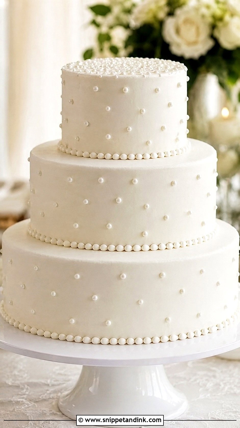 Plain White 3 Tier Round Wedding Cake - Snippet and Ink - 20 Plain White 3 Tier Wedding Cake Ideas